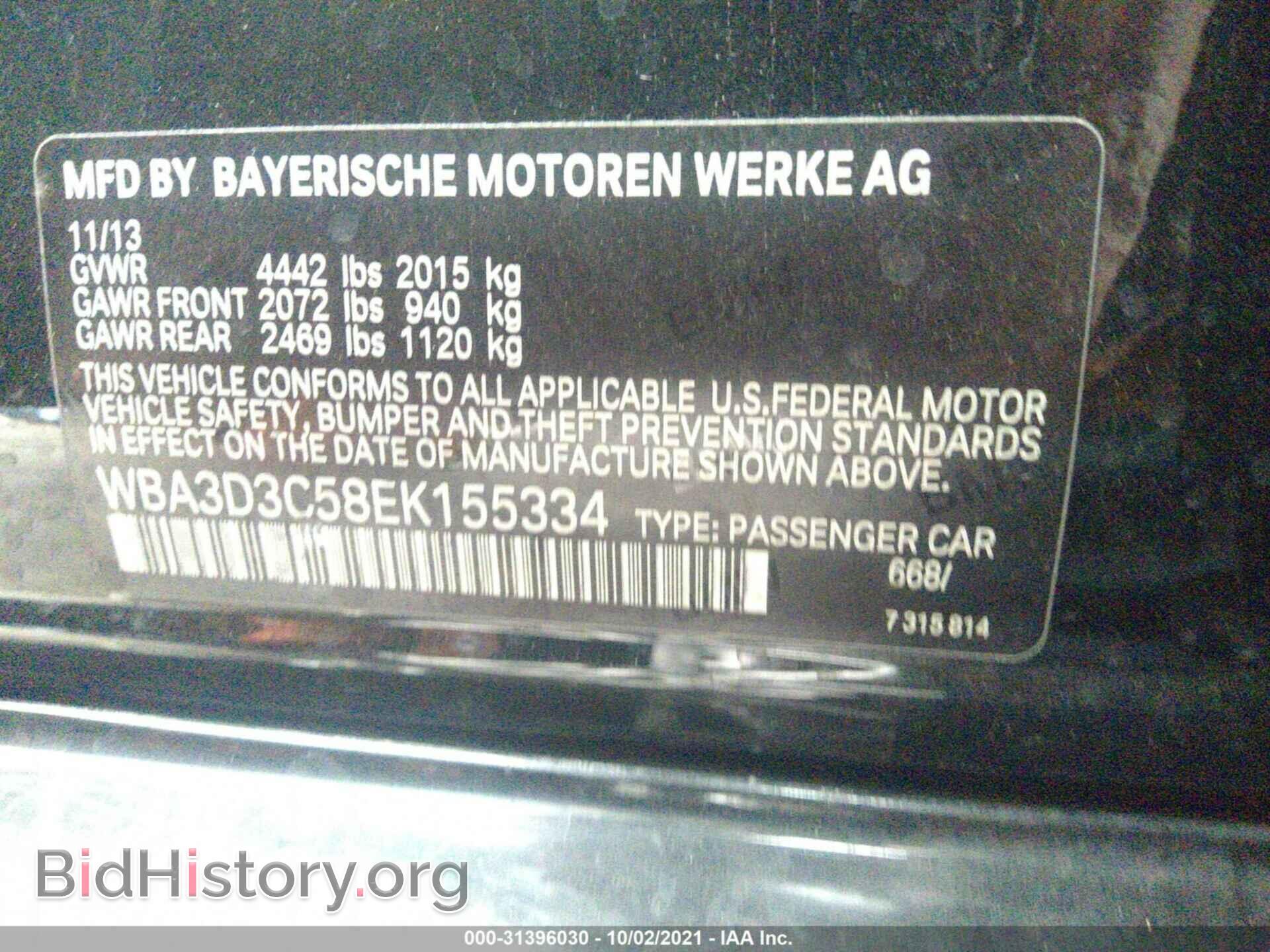 2014 BMW 3 SERIES - VIN: WBA3D3C58EK155334 - Фото 9