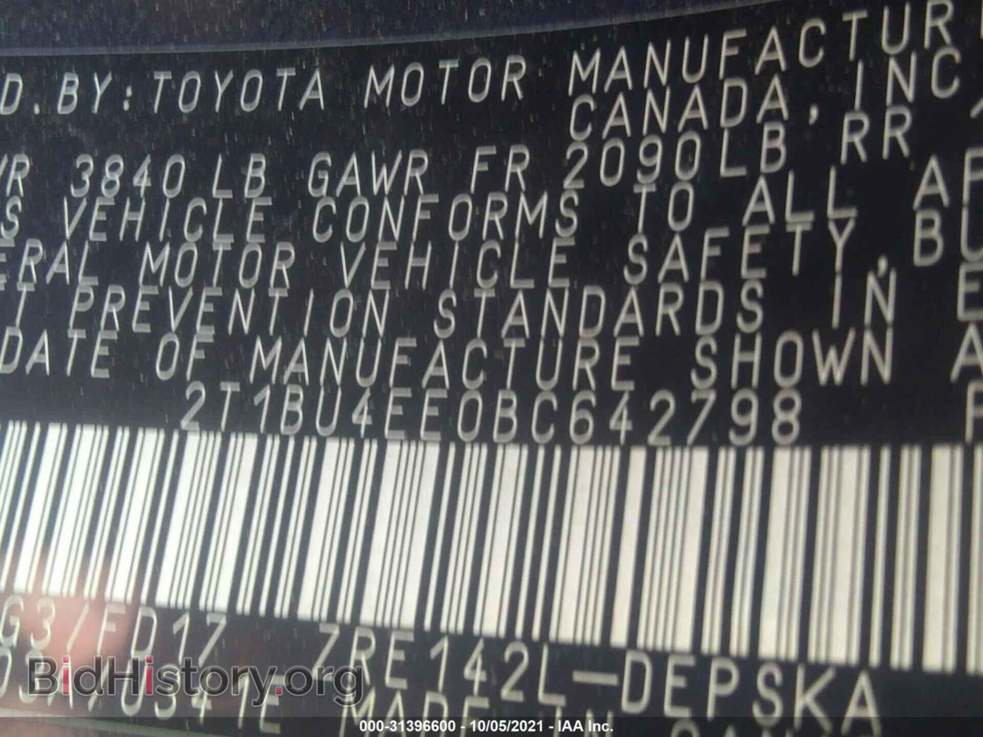 2011 TOYOTA COROLLA - VIN: 2T1BU4EE0BC642798 - Фото 9