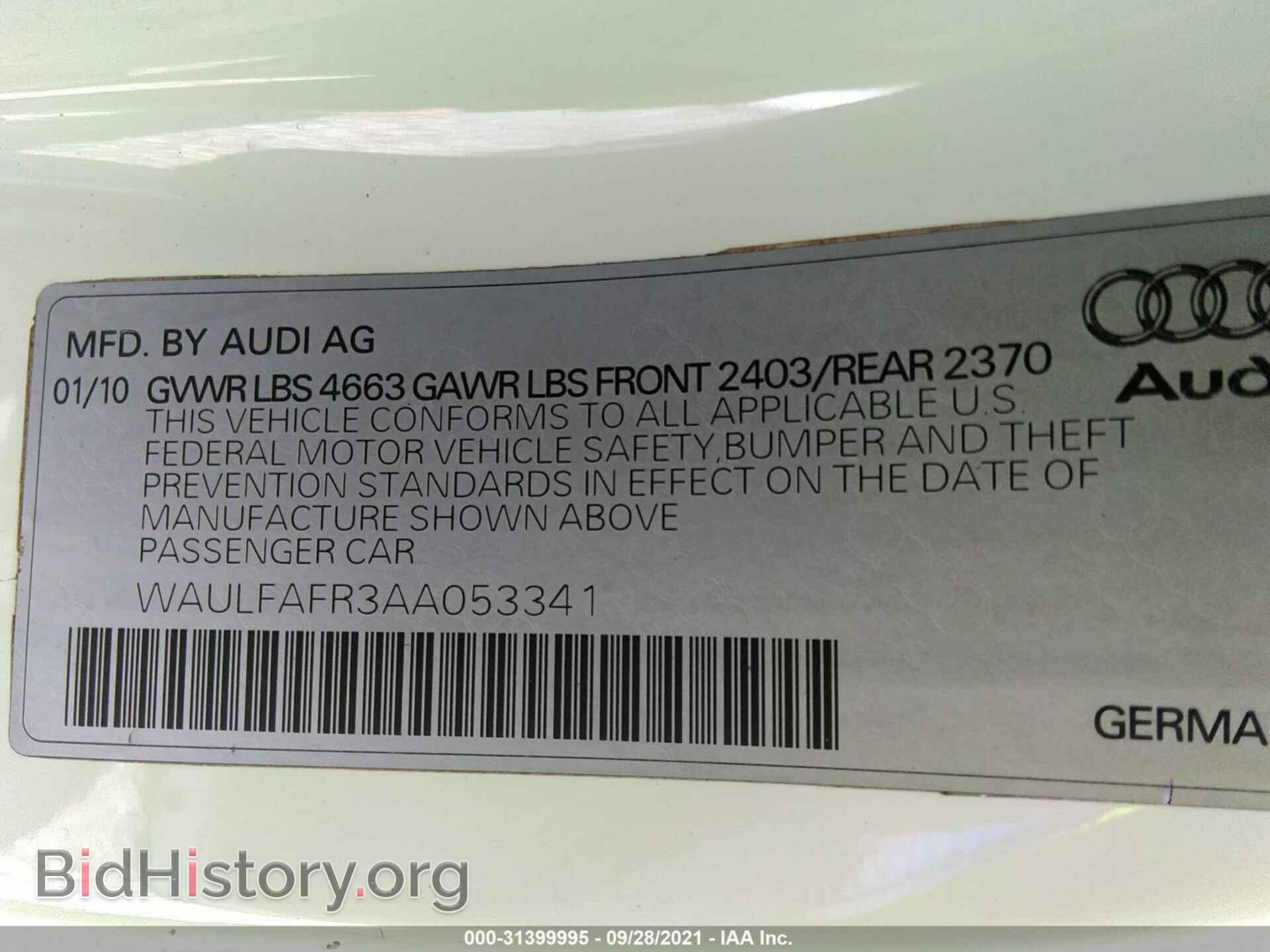 2010 AUDI A5 - VIN: WAULFAFR3AA053341 - Photo 9