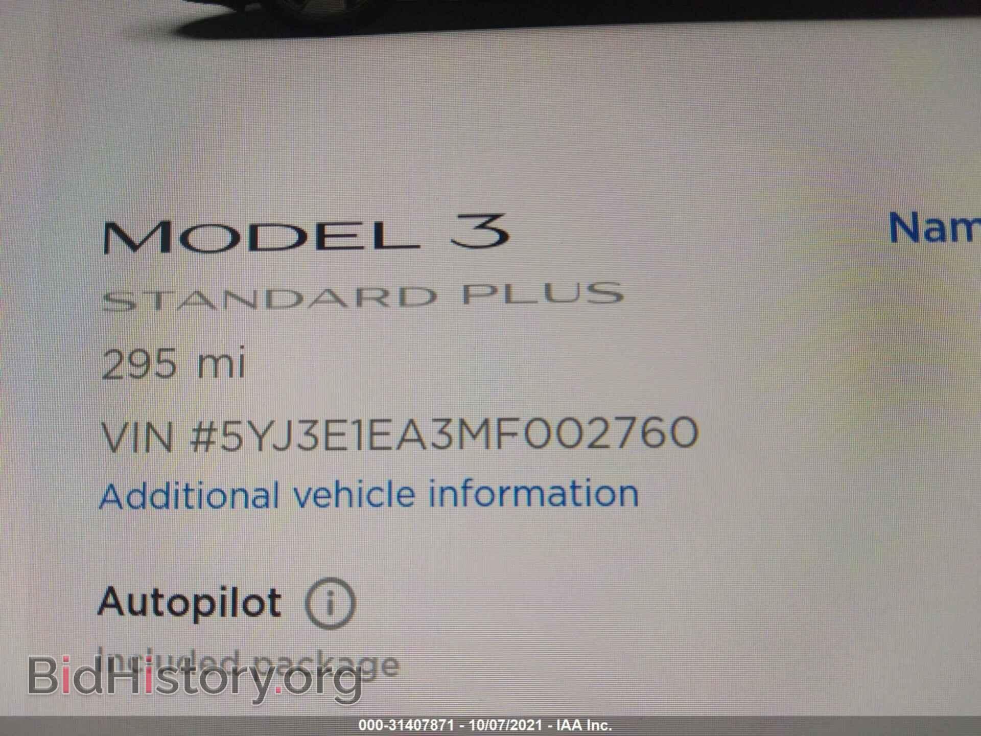 2021 TESLA MODEL 3 - VIN: 5YJ3E1EA3MF002760 - Photo 7