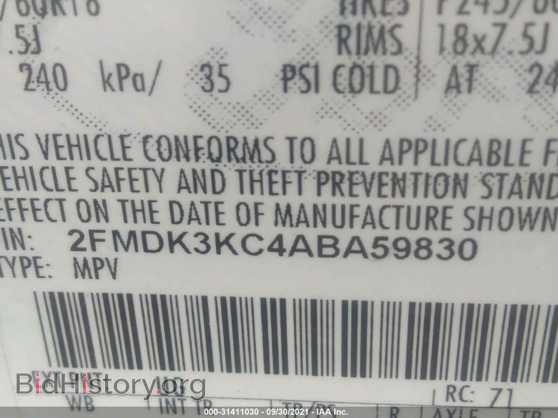 2010 FORD EDGE - VIN: 2FMDK3KC4ABA59830 - Photo 9