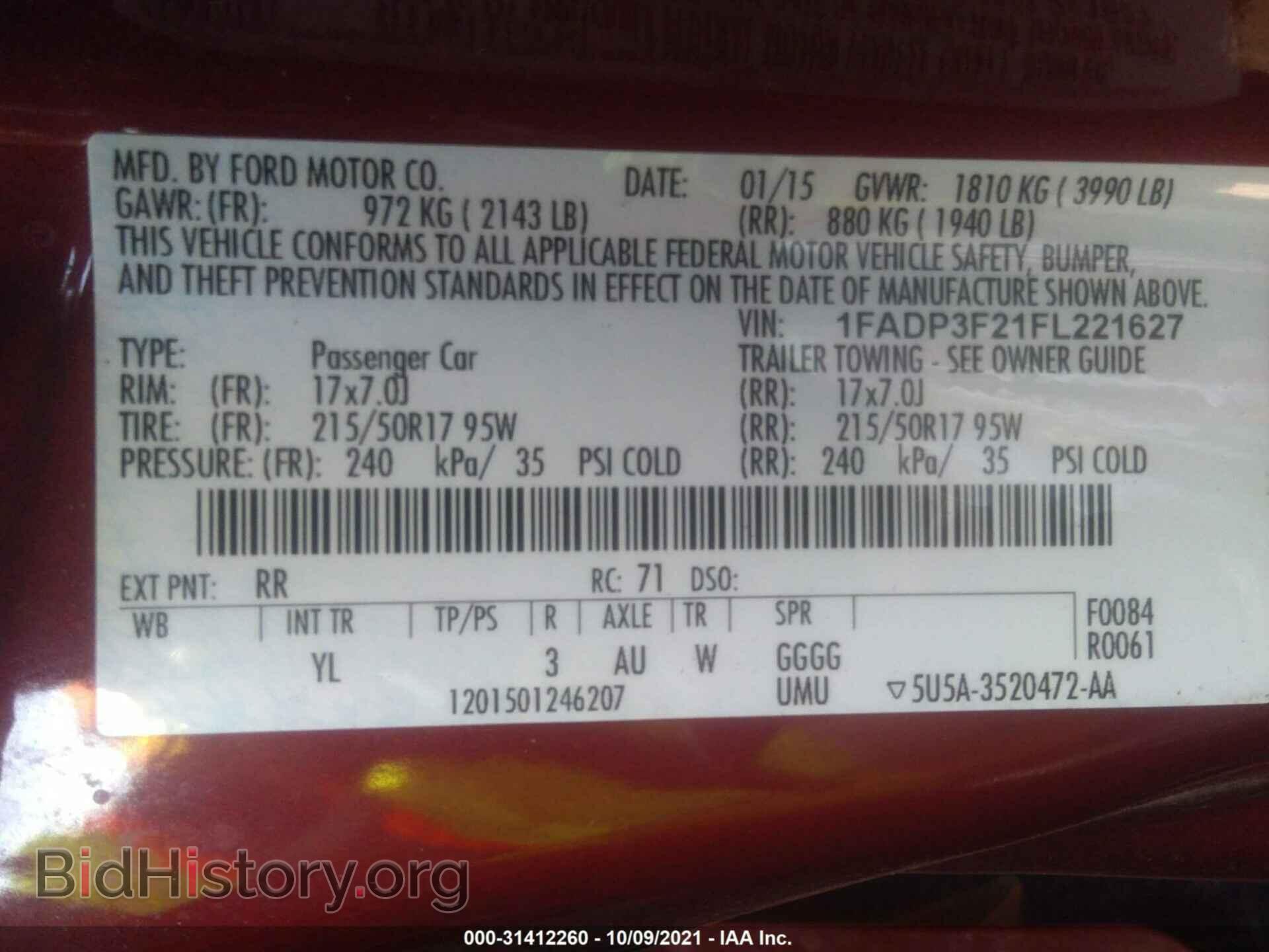 2015 FORD FOCUS - VIN: 1FADP3F21FL221627 - Фото 9