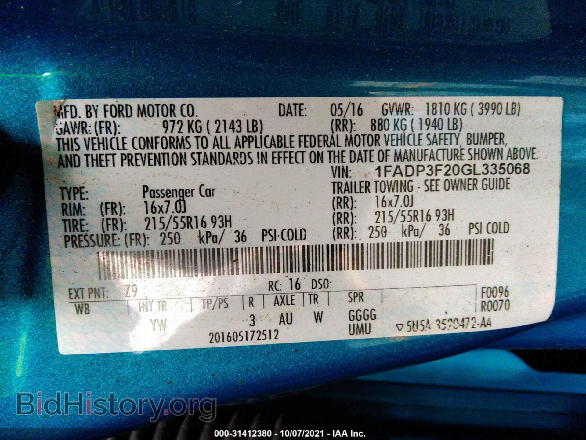 2016 FORD FOCUS - VIN: 1FADP3F20GL335068 - Фото 9