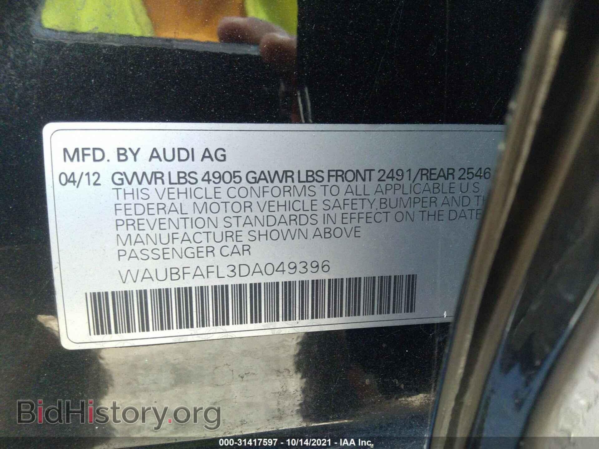 2013 AUDI A4 - VIN: WAUBFAFL3DA049396 - Photo 9