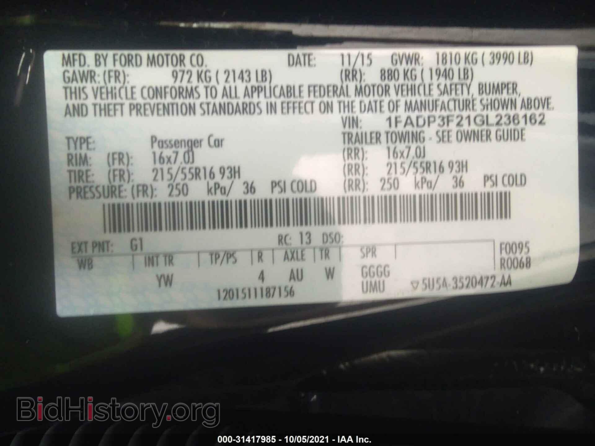 2016 FORD FOCUS - VIN: 1FADP3F21GL236162 - Фото 9