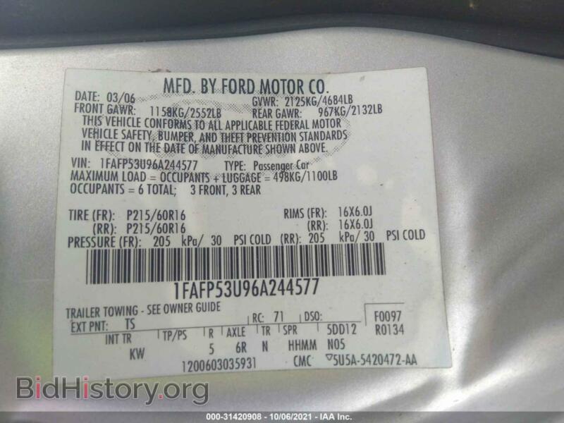 2006 Ford TAURUS (VIN 1FAFP53U96A244577) — photo 9 of 11