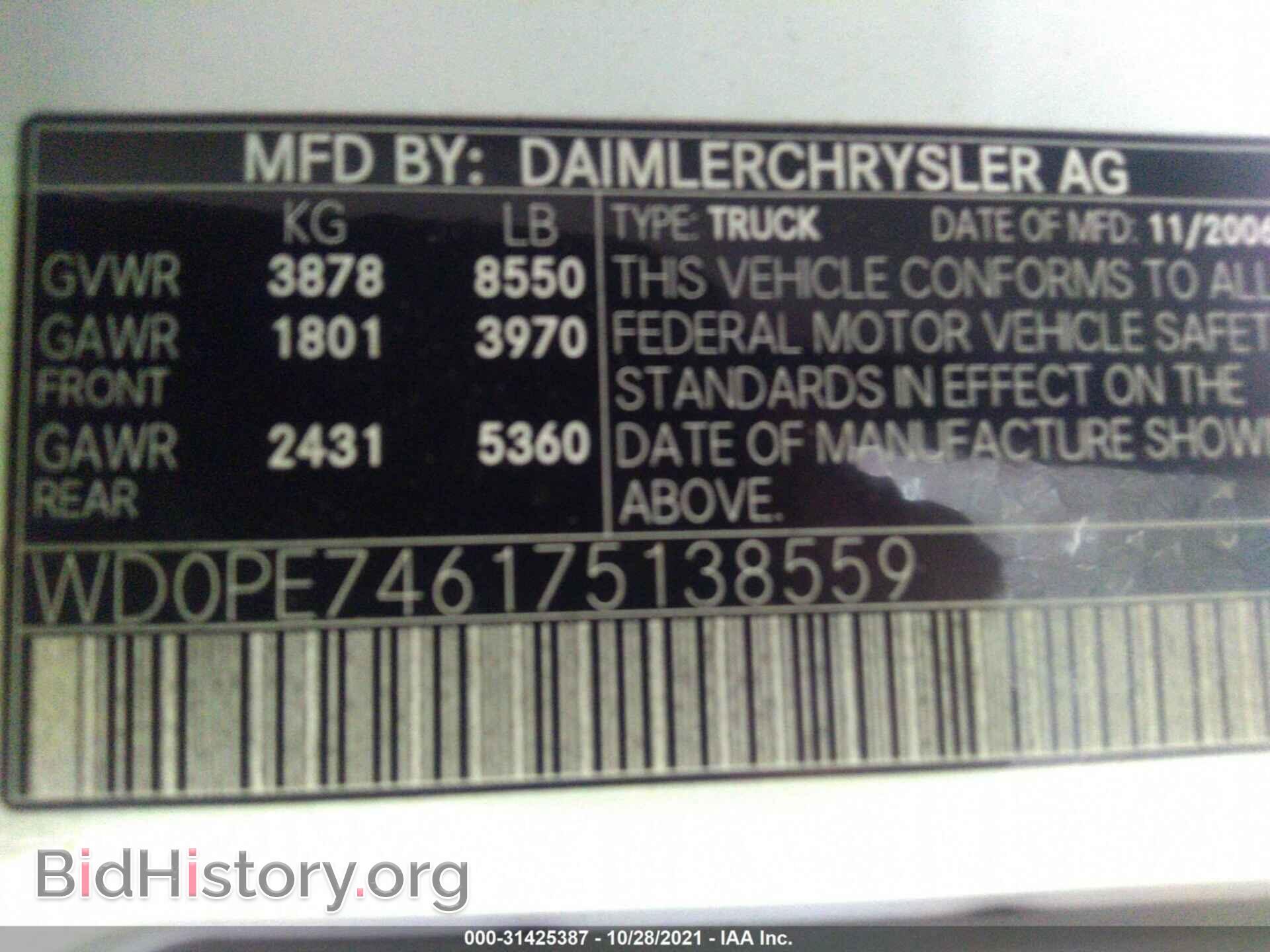 2007 DODGE SPRINTER - VIN: WD0PE746175138559 - Photo 9