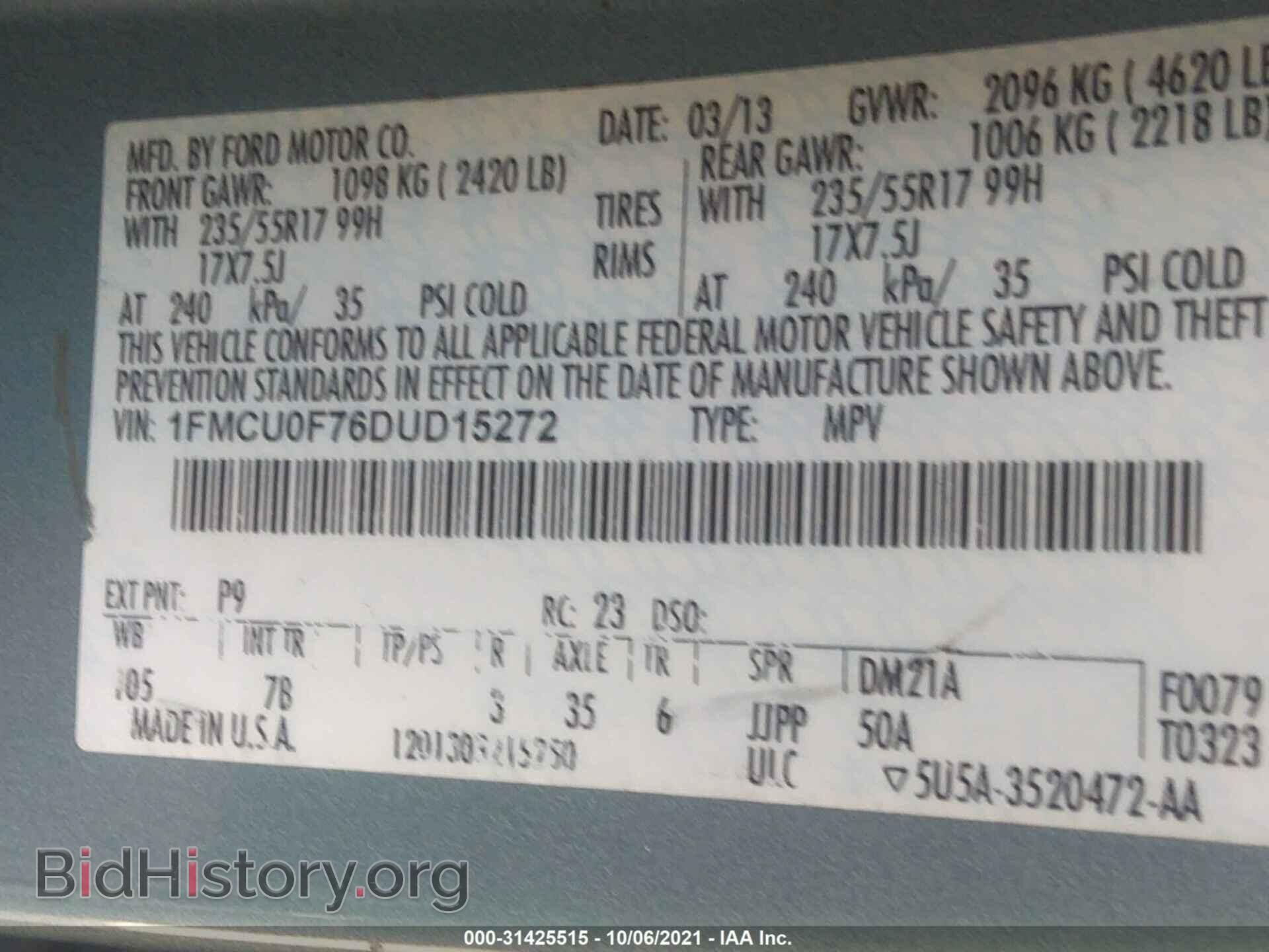 2013 FORD ESCAPE - VIN: 1FMCU0F76DUD15272 - Photo 9