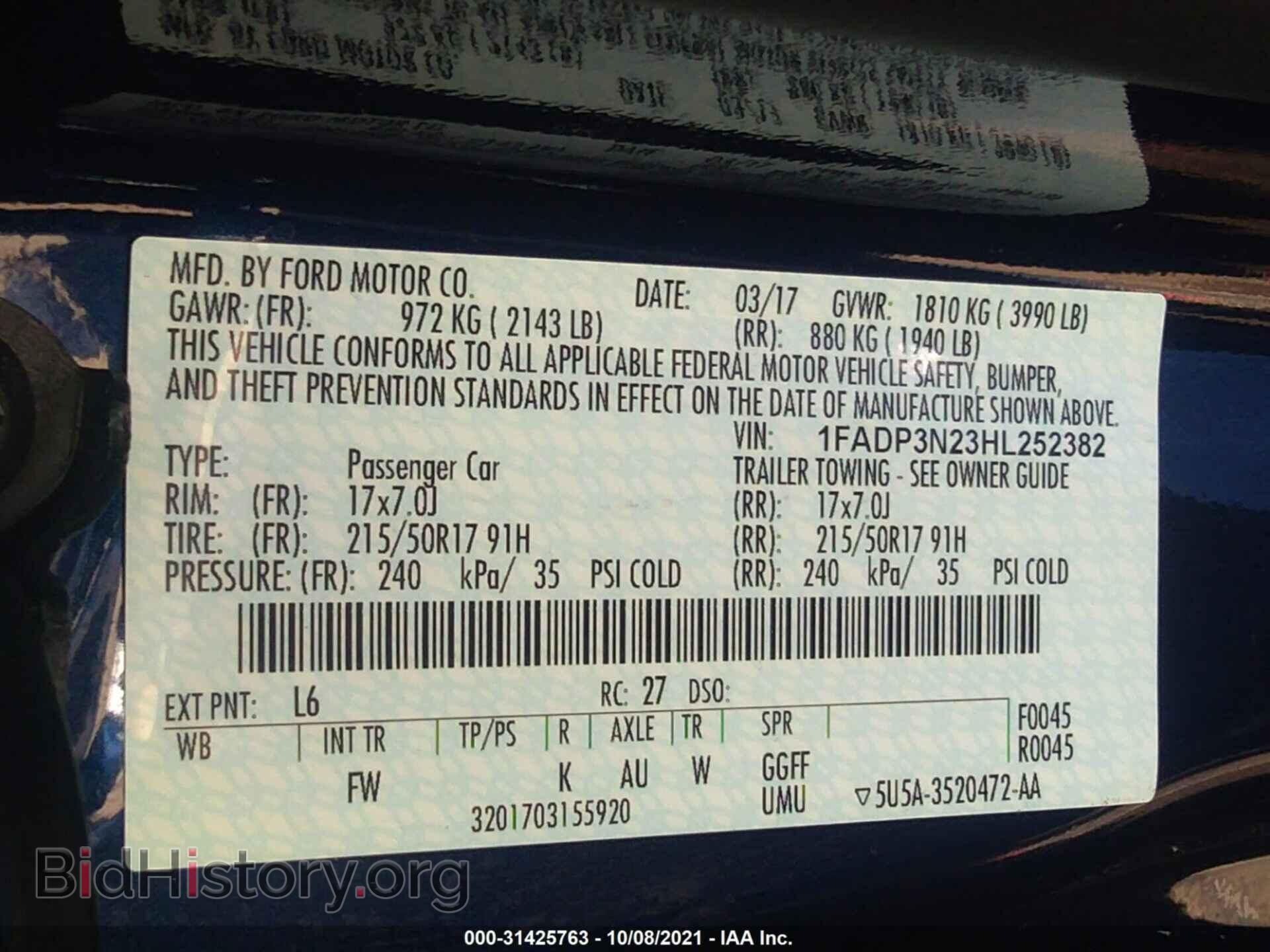 2017 FORD FOCUS - VIN: 1FADP3N23HL252382 - Photo 9