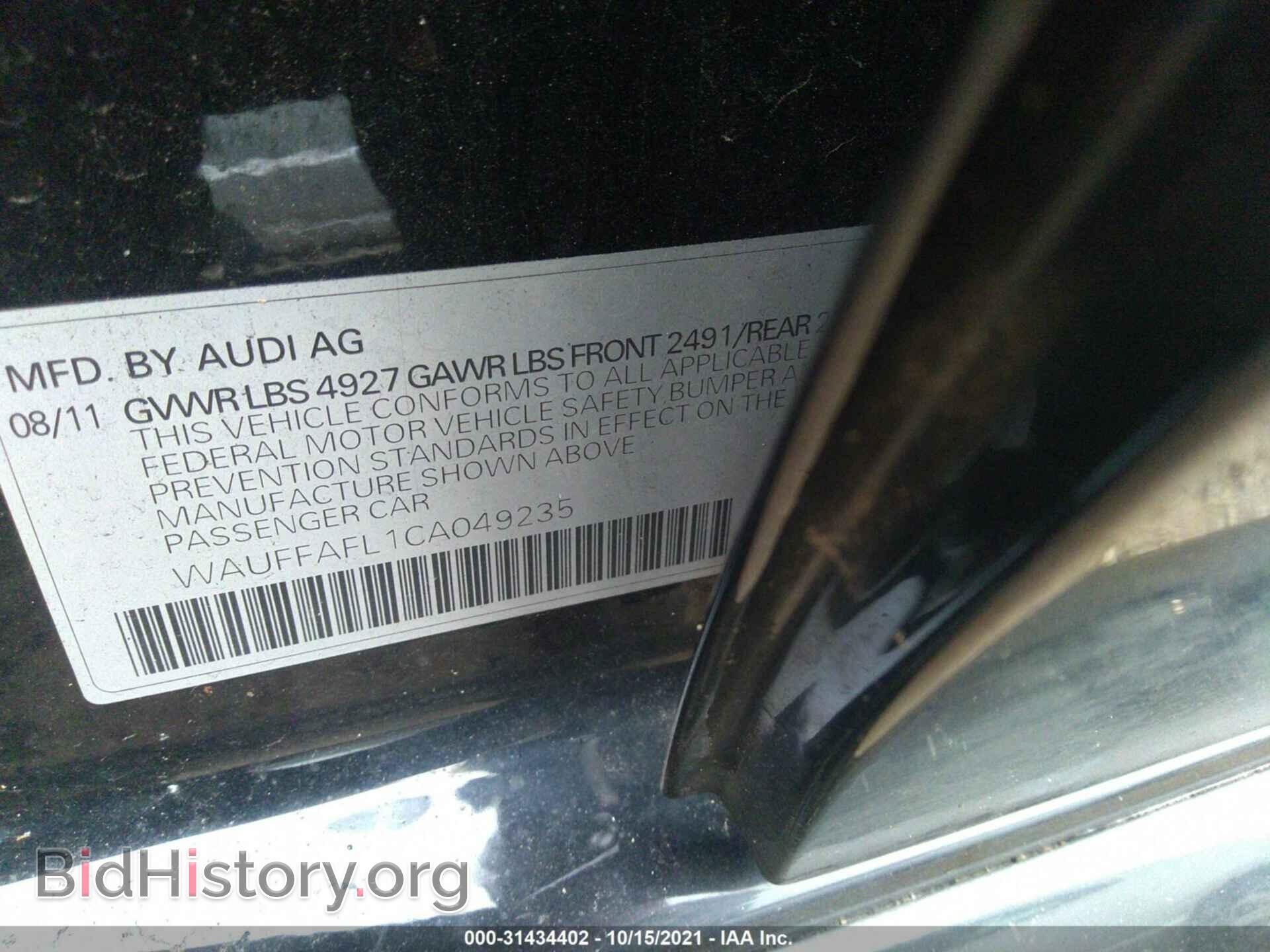 2012 AUDI A4 - VIN: WAUFFAFL1CA049235 - Фото 9