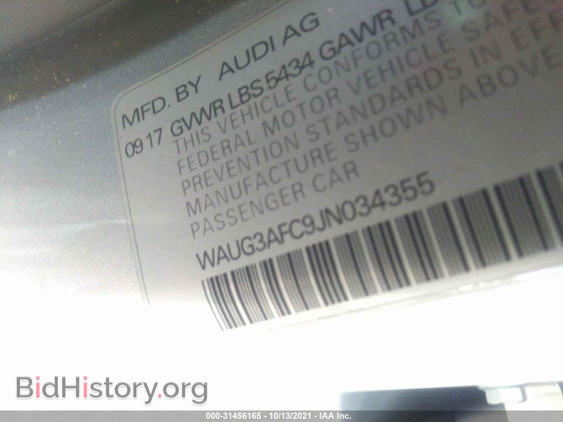 2018 AUDI A6 - VIN: WAUG3AFC9JN034355 - Photo 9