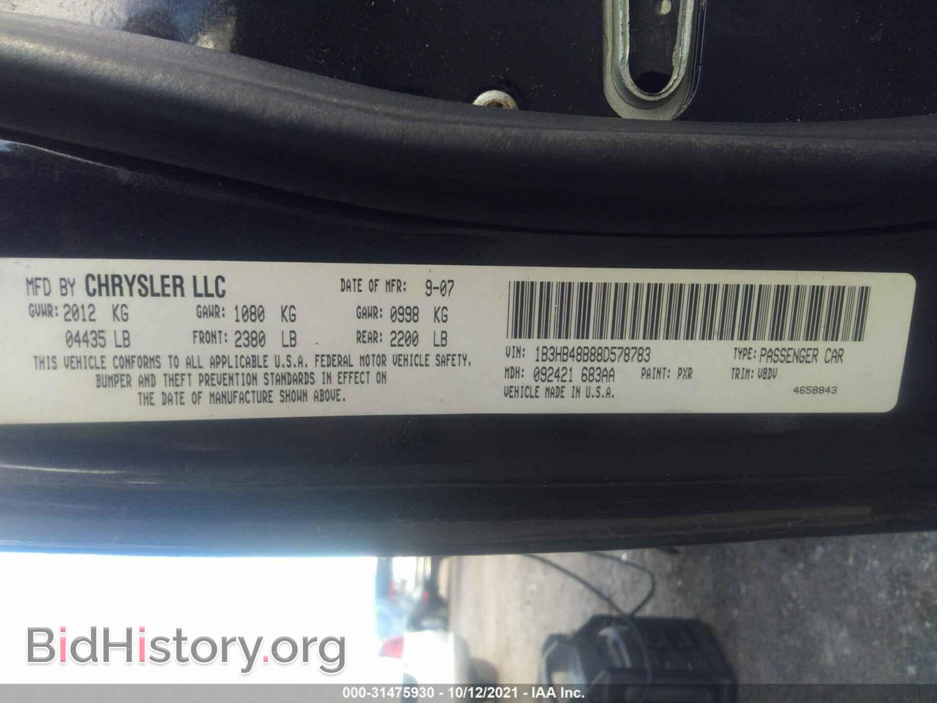 2008 DODGE CALIBER - VIN: 1B3HB48B88D578783 - Photo 9