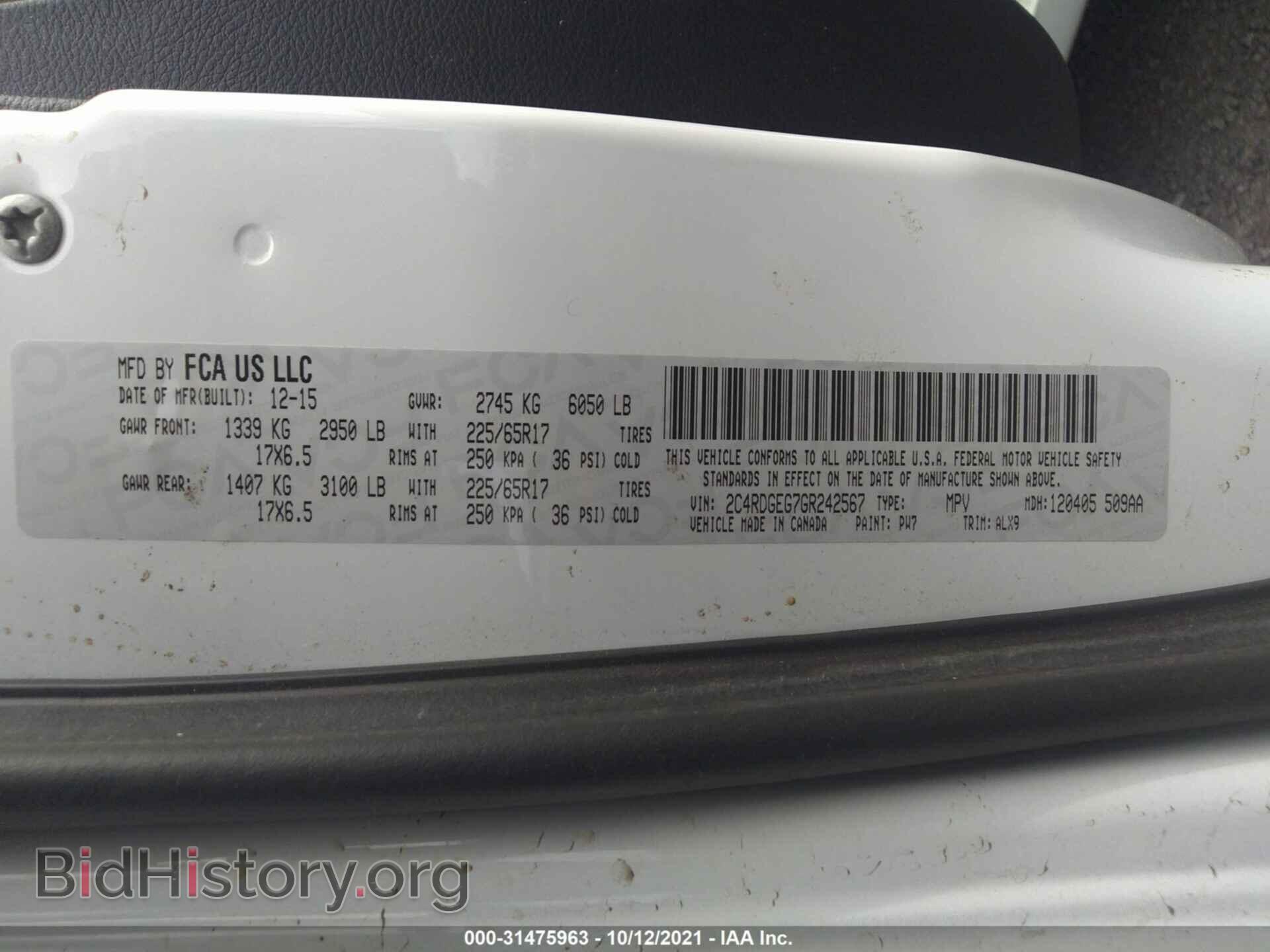 2016 DODGE GRAND CARAVAN - VIN: 2C4RDGEG7GR242567 - Photo 9