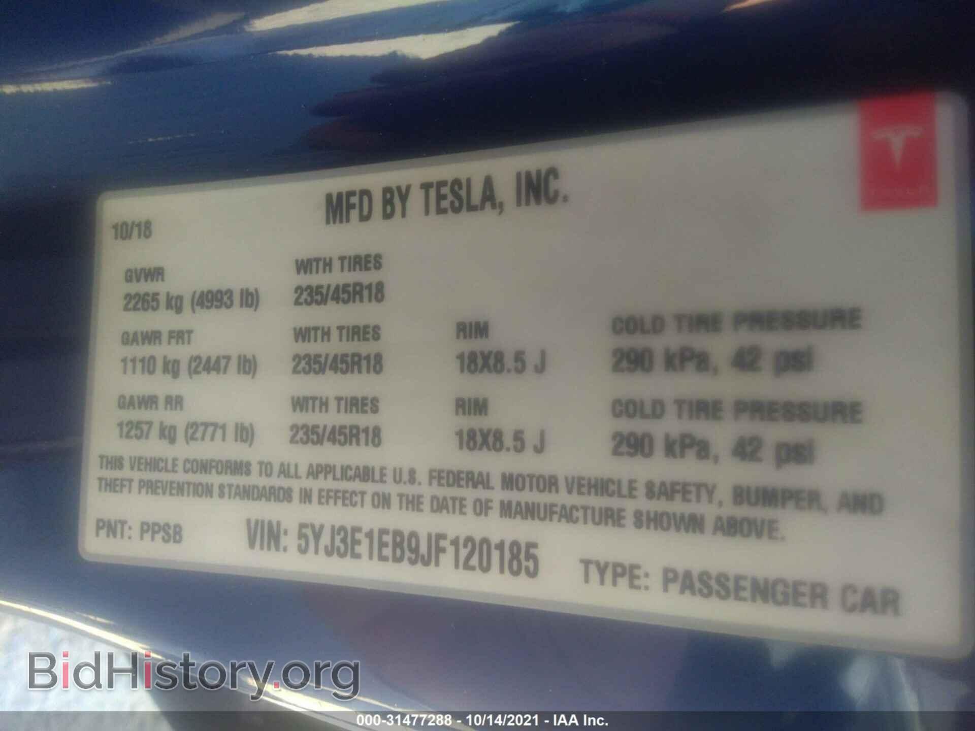 2018 TESLA MODEL 3 - VIN: 5YJ3E1EB9JF120185 - Photo 9