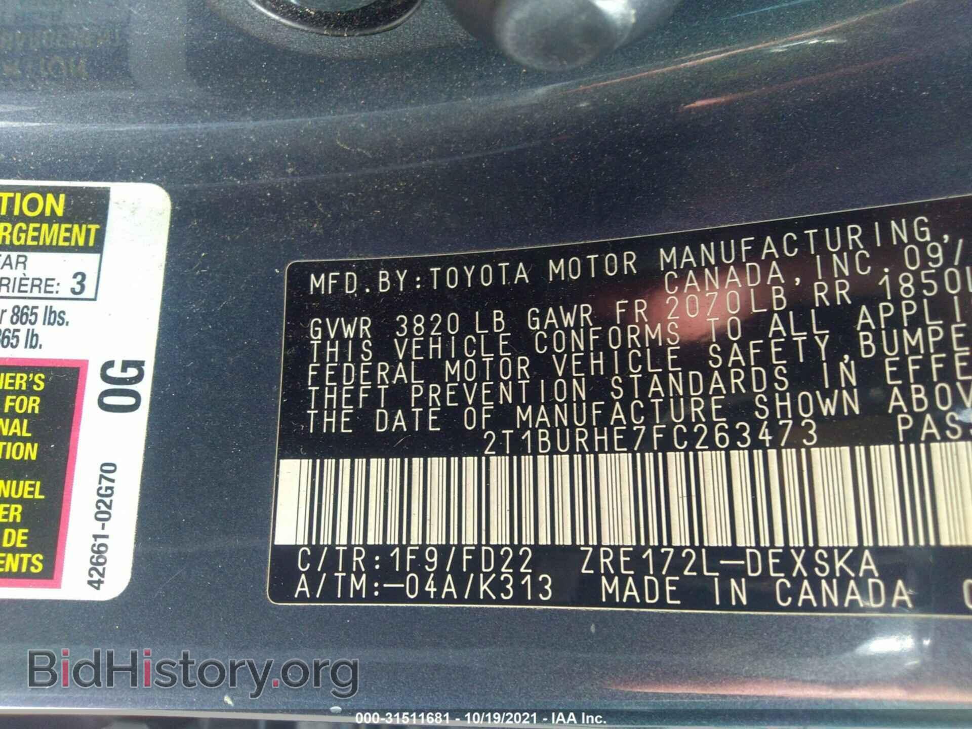2015 TOYOTA COROLLA - VIN: 2T1BURHE7FC263473 - Photo 9
