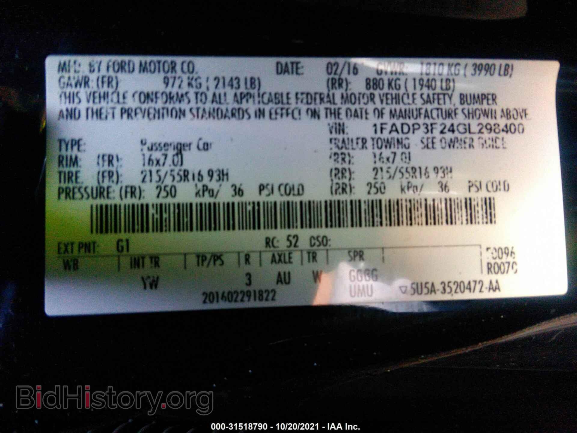 2016 FORD FOCUS - VIN: 1FADP3F24GL298400 - Фото 9