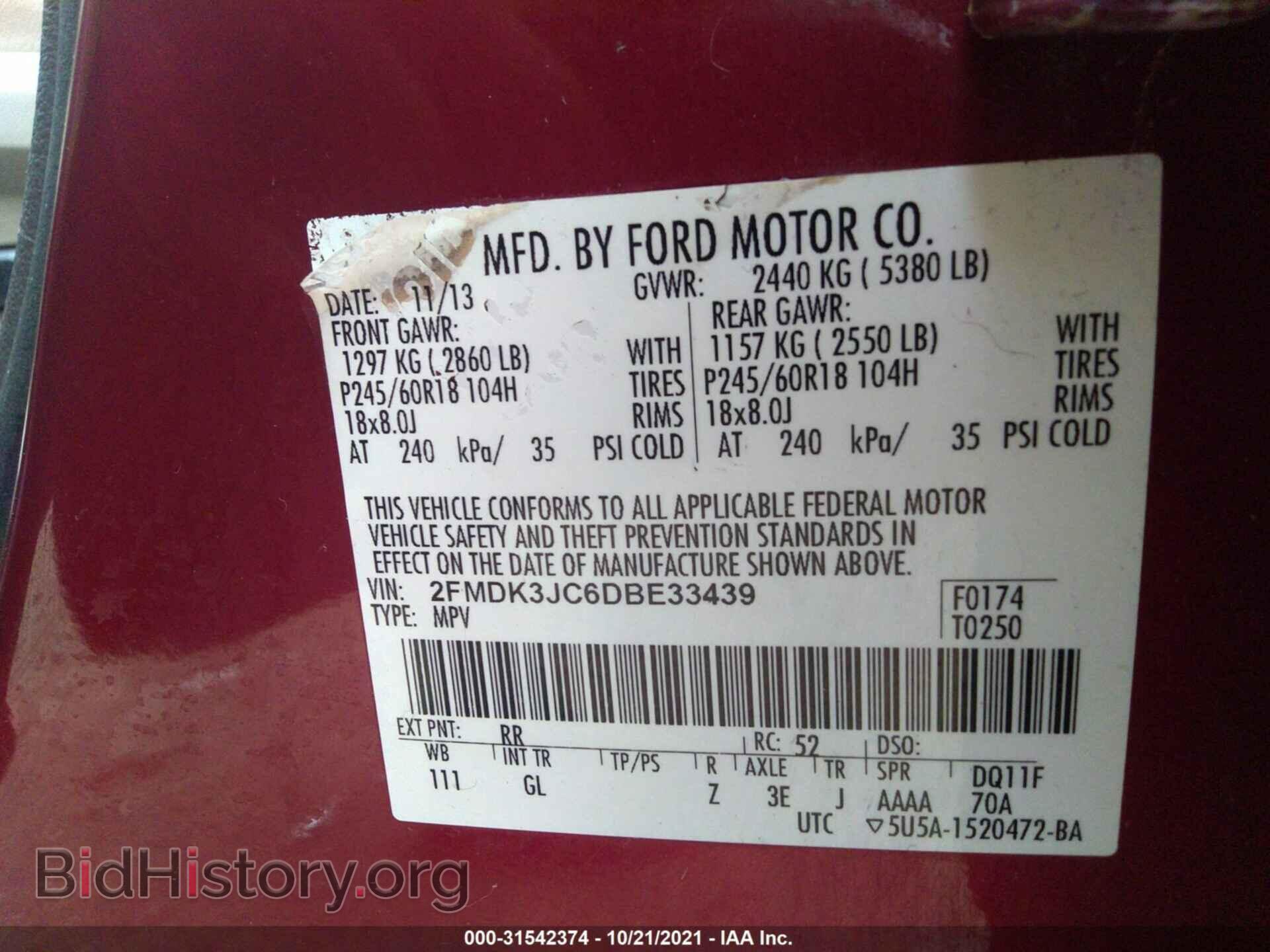 2013 FORD EDGE - VIN: 2FMDK3JC6DBE33439 - Photo 9