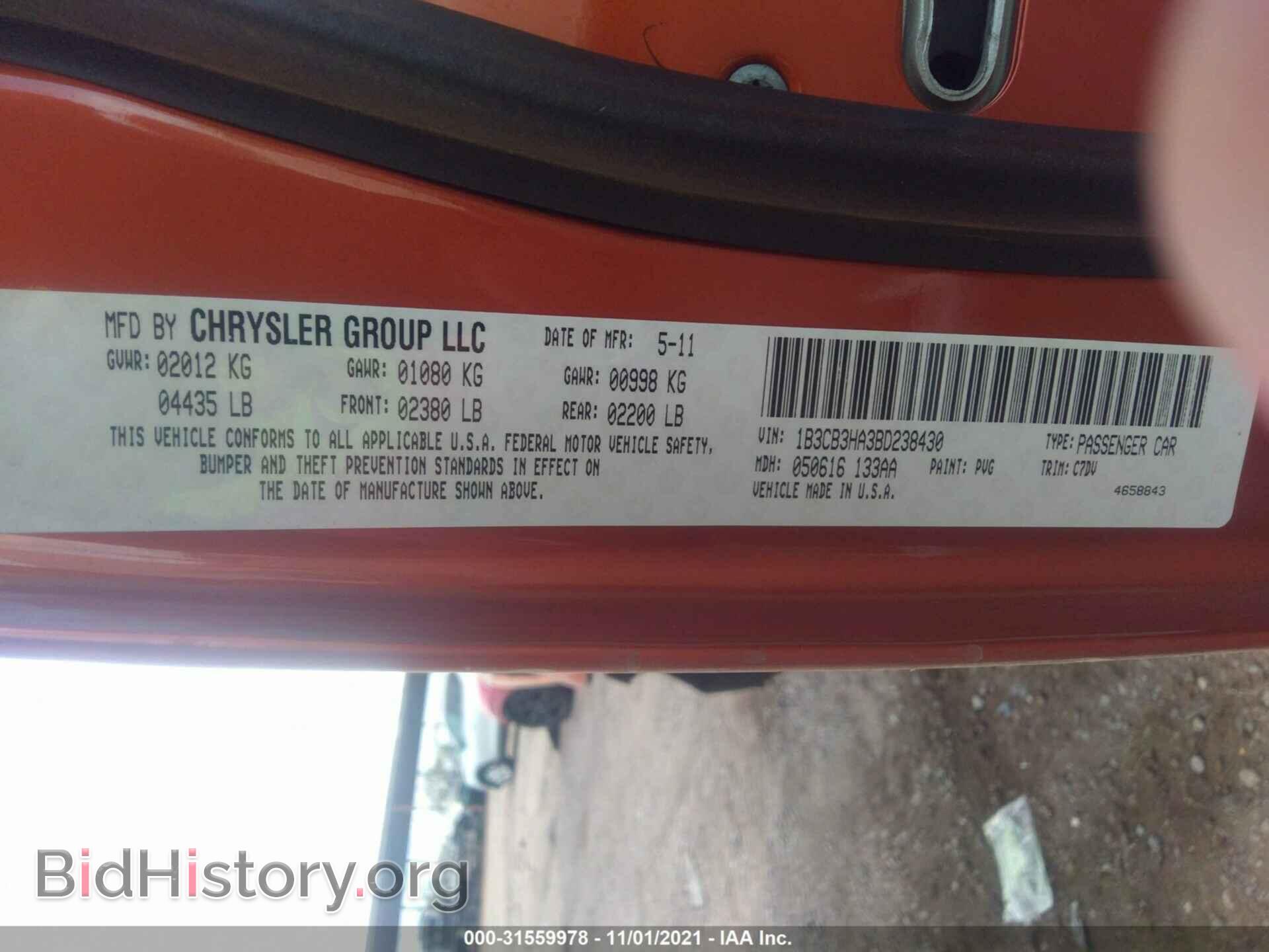 2011 DODGE CALIBER - VIN: 1B3CB3HA3BD238430 - Фото 9