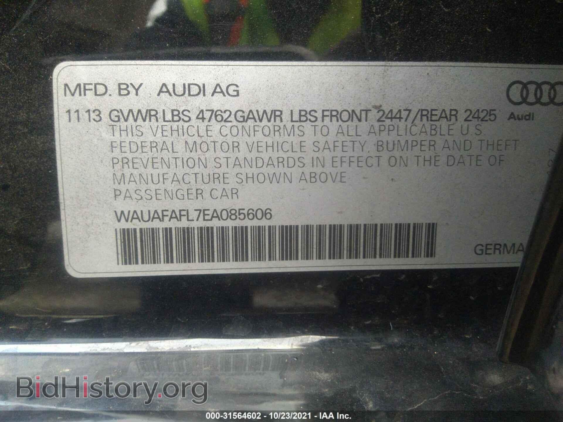 2014 AUDI A4 - VIN: WAUAFAFL7EA085606 - Фото 9