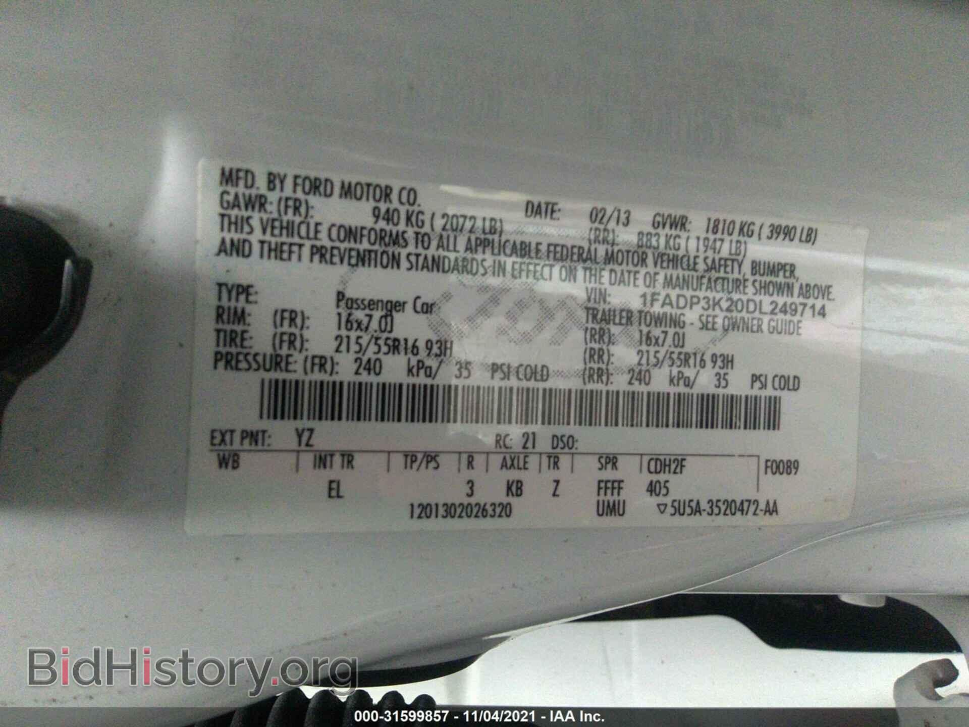 2013 FORD FOCUS - VIN: 1FADP3K20DL249714 - Фото 9