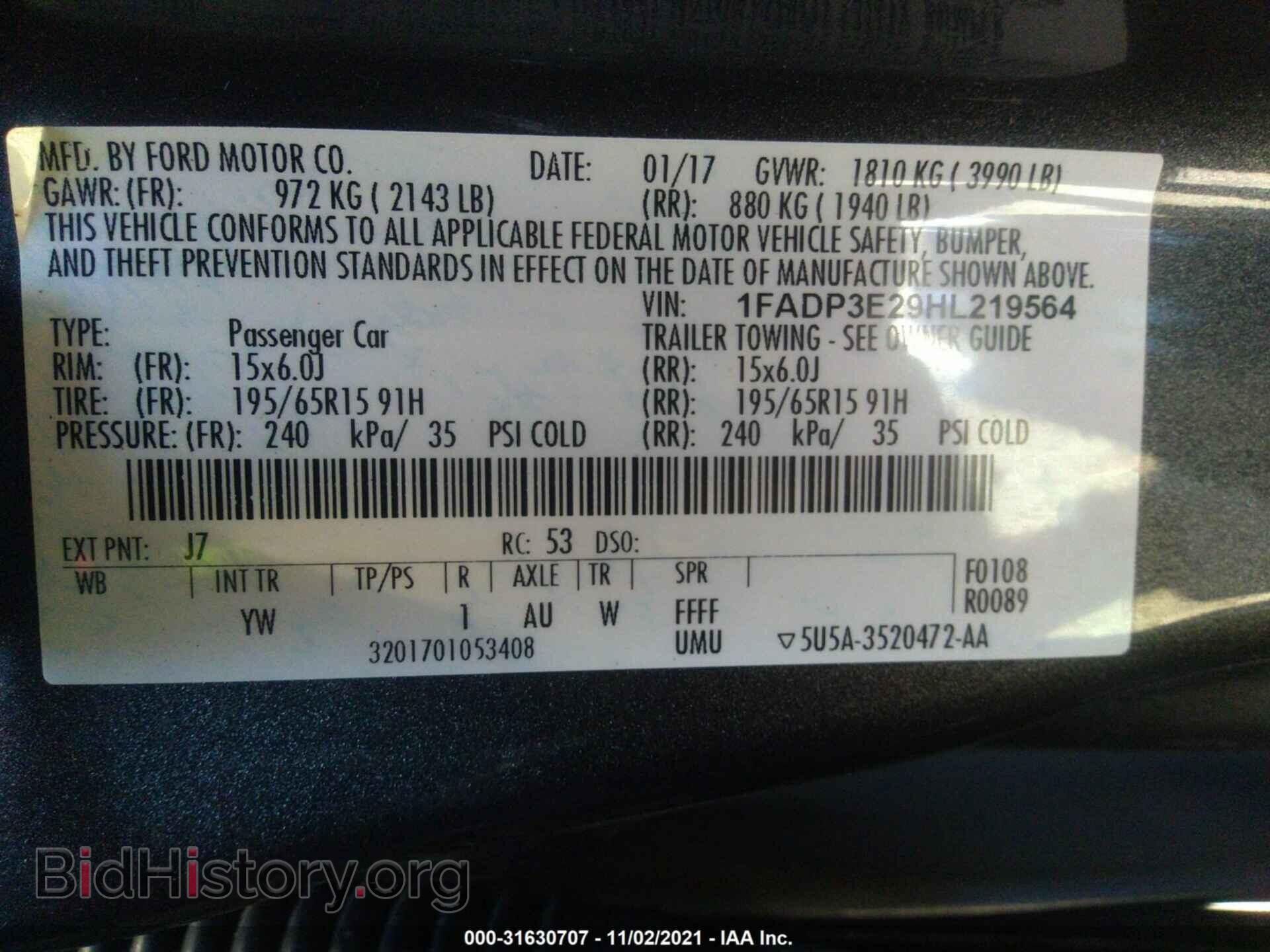 2017 FORD FOCUS - VIN: 1FADP3E29HL219564 - Фото 9