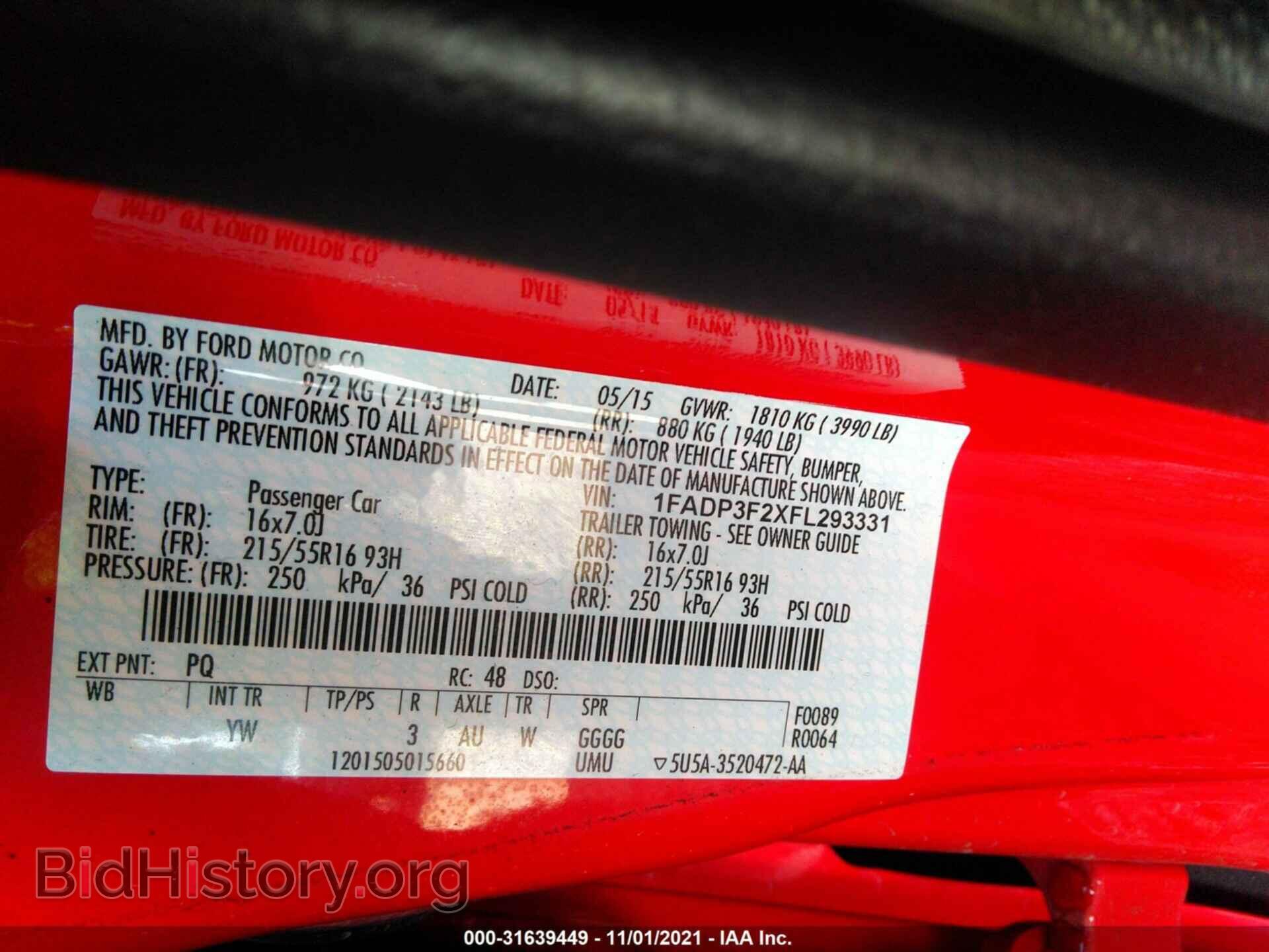 2015 FORD FOCUS - VIN: 1FADP3F2XFL293331 - Фото 9