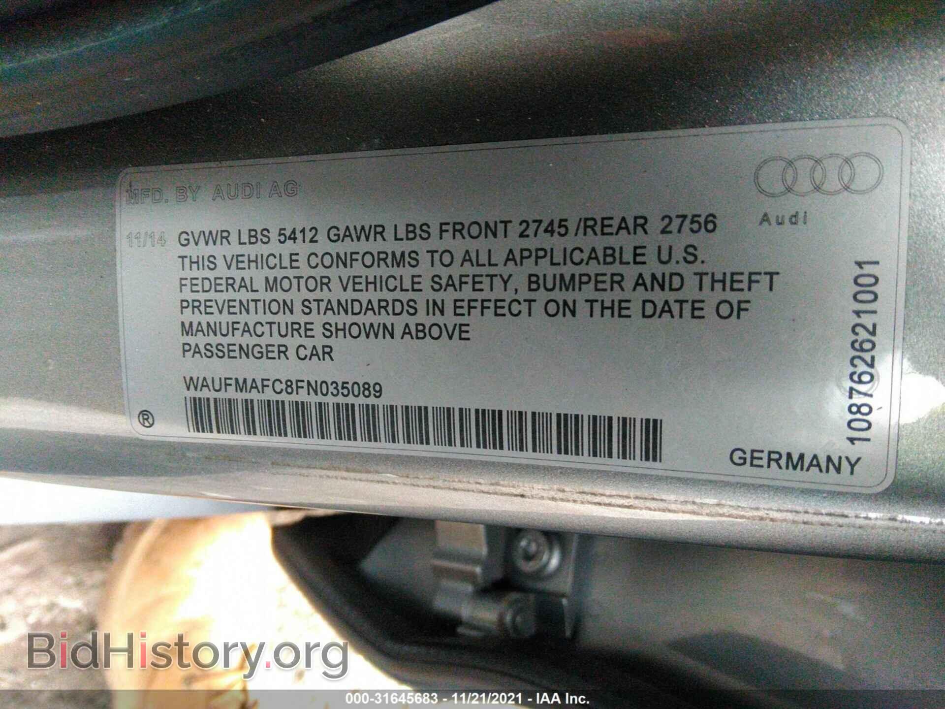 2015 AUDI A6 - VIN: WAUFMAFC8FN035089 - Фото 9