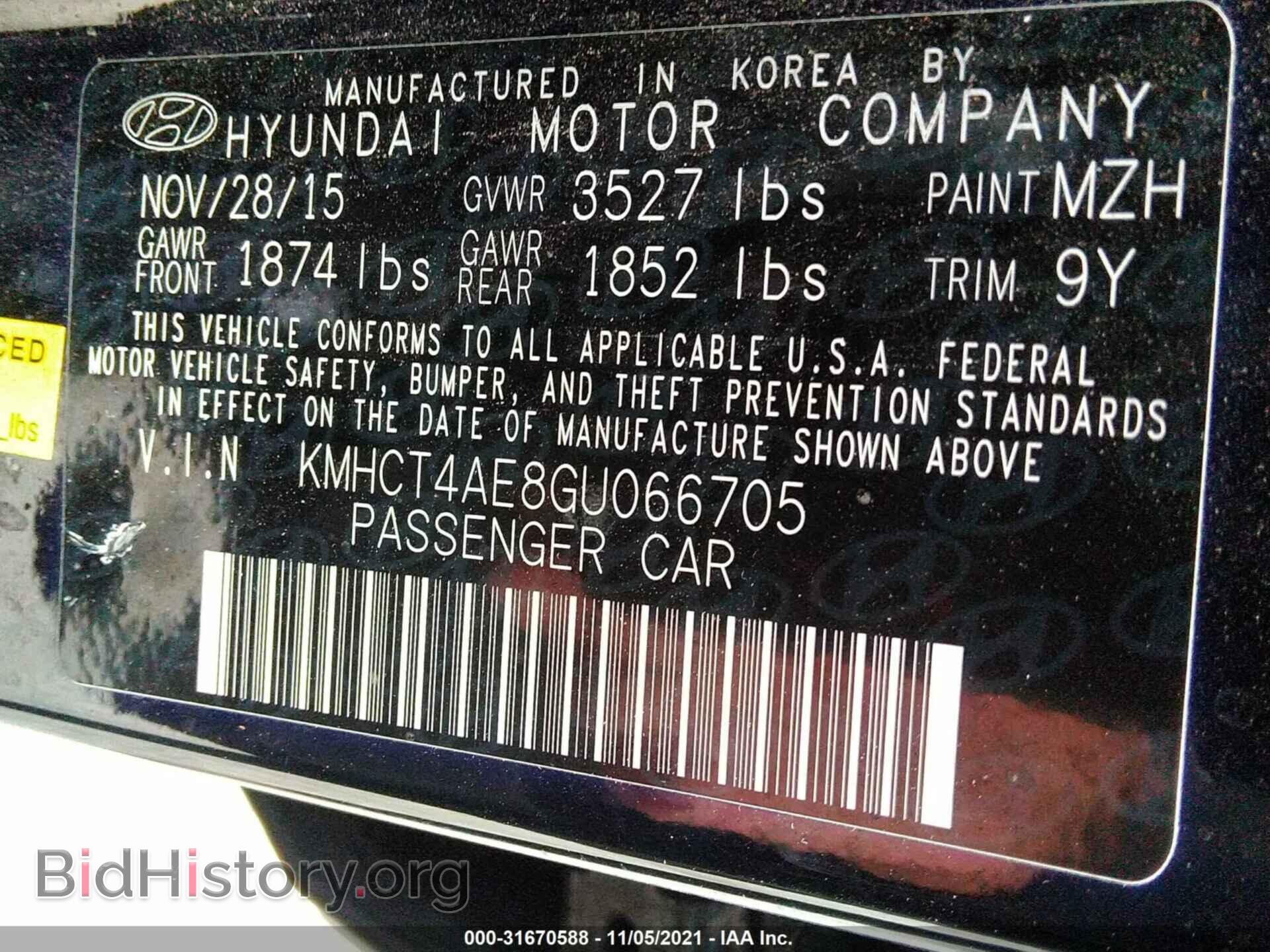 2016 HYUNDAI ACCENT - VIN: KMHCT4AE8GU066705 - Фото 9
