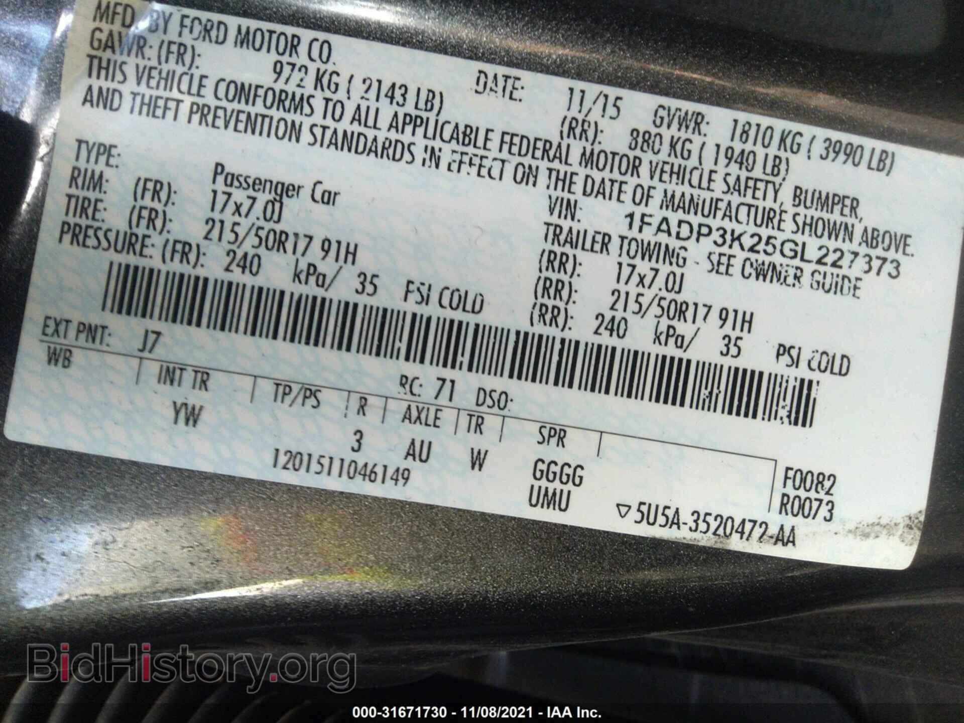 2016 FORD FOCUS - VIN: 1FADP3K25GL227373 - Фото 9