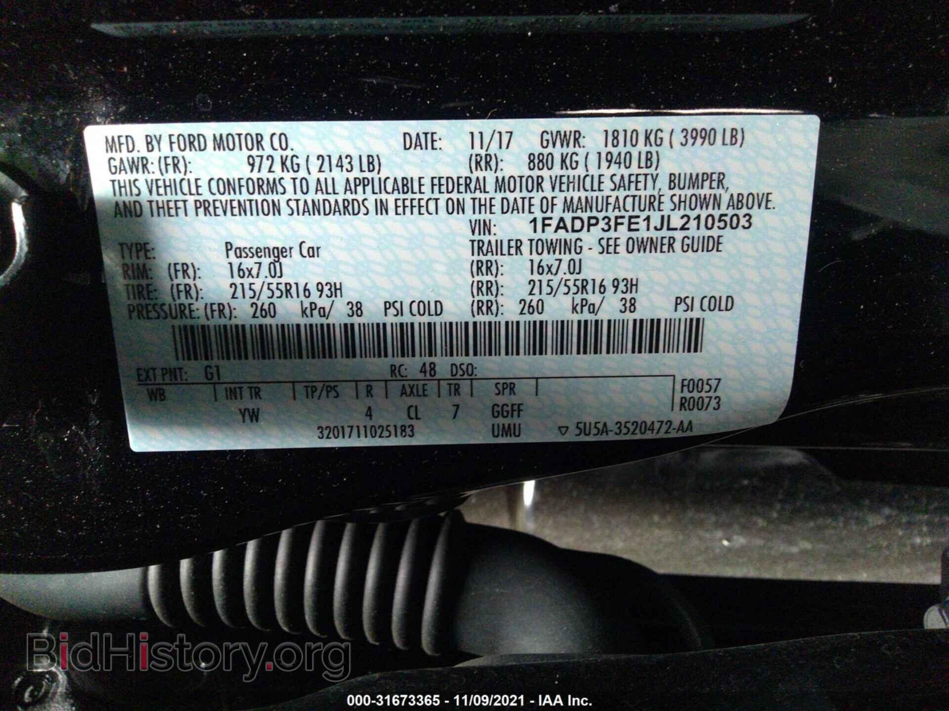 2018 FORD FOCUS - VIN: 1FADP3FE1JL210503 - Фото 9