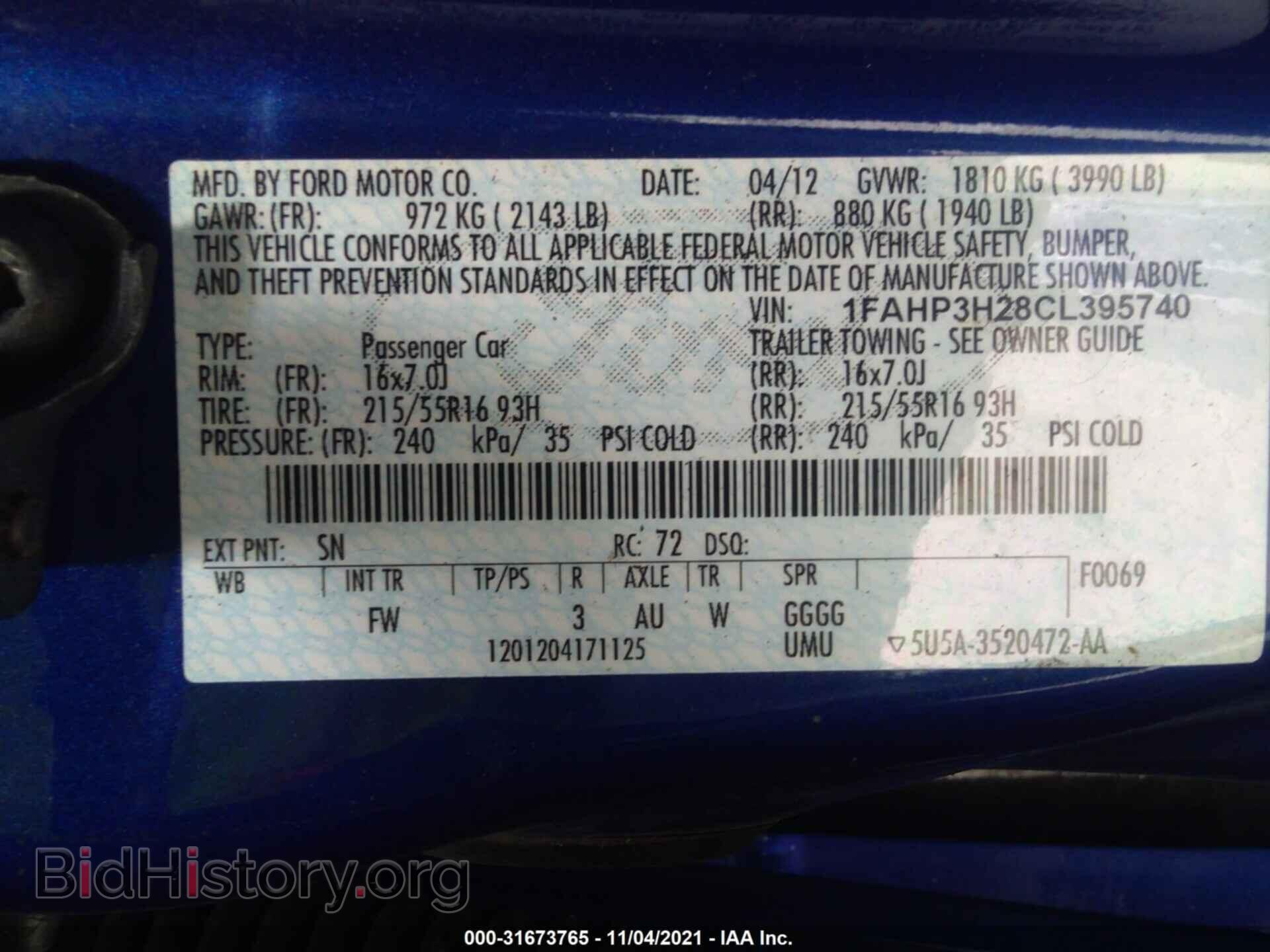 2012 FORD FOCUS - VIN: 1FAHP3H28CL395740 - Фото 9
