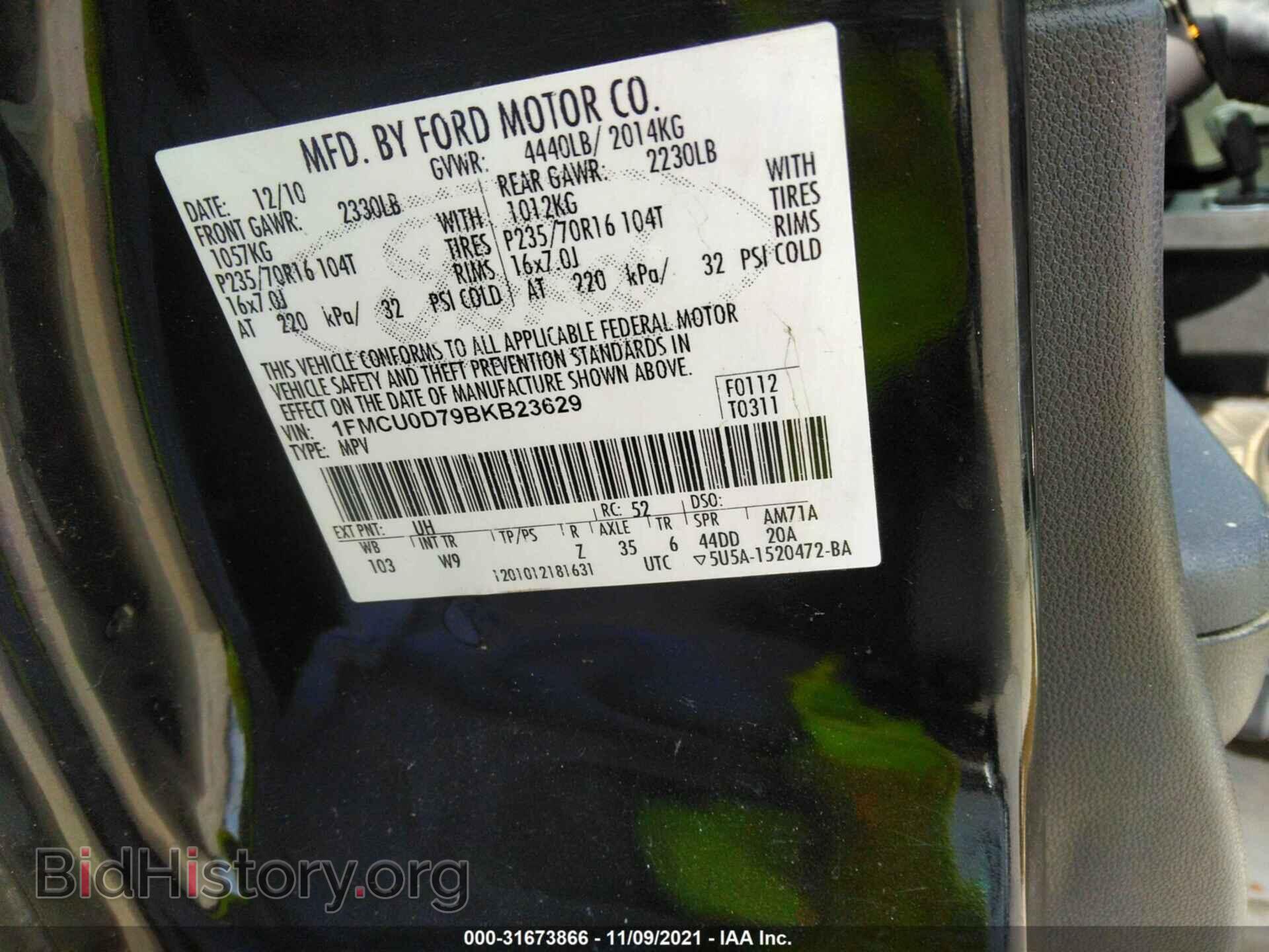 2011 FORD ESCAPE - VIN: 1FMCU0D79BKB23629 - Photo 9