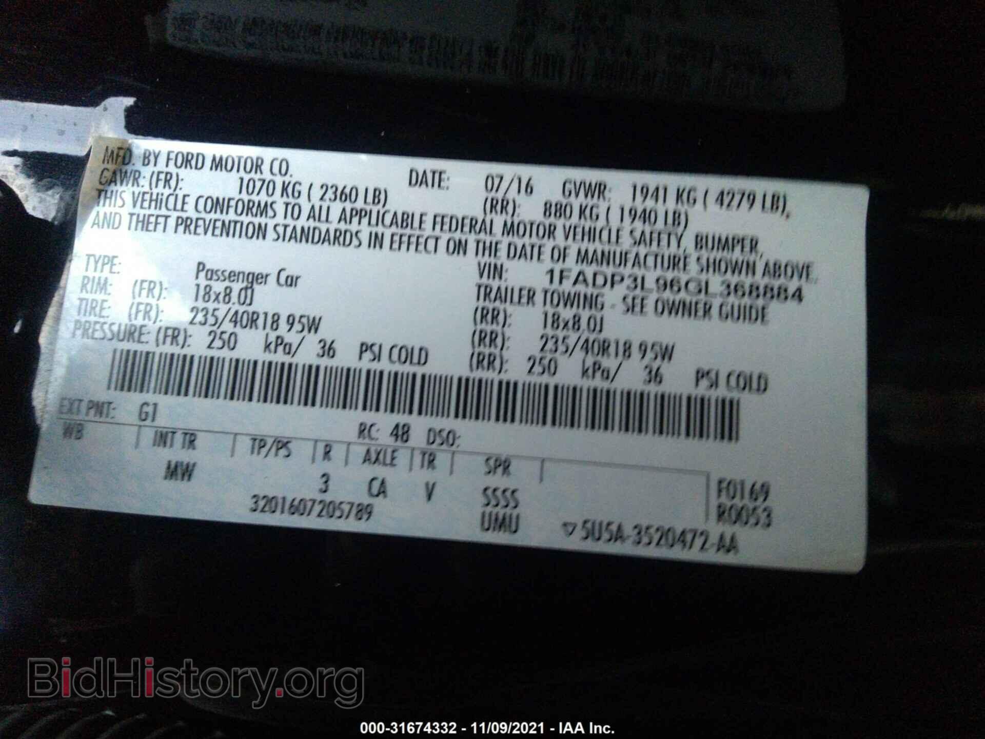 2016 FORD FOCUS - VIN: 1FADP3L96GL368884 - Фото 9
