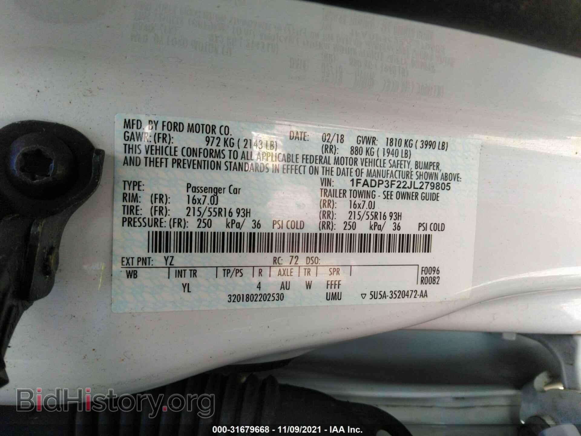 2018 FORD FOCUS - VIN: 1FADP3F22JL279805 - Фото 9
