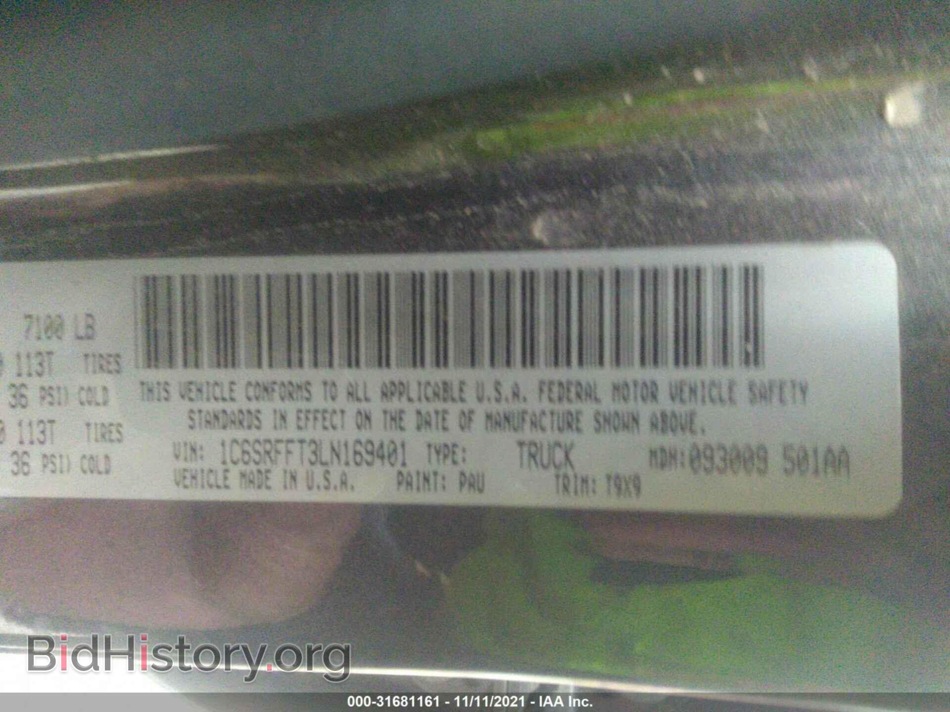 2020 RAM 1500 - VIN: 1C6SRFFT3LN169401 - Фото 9