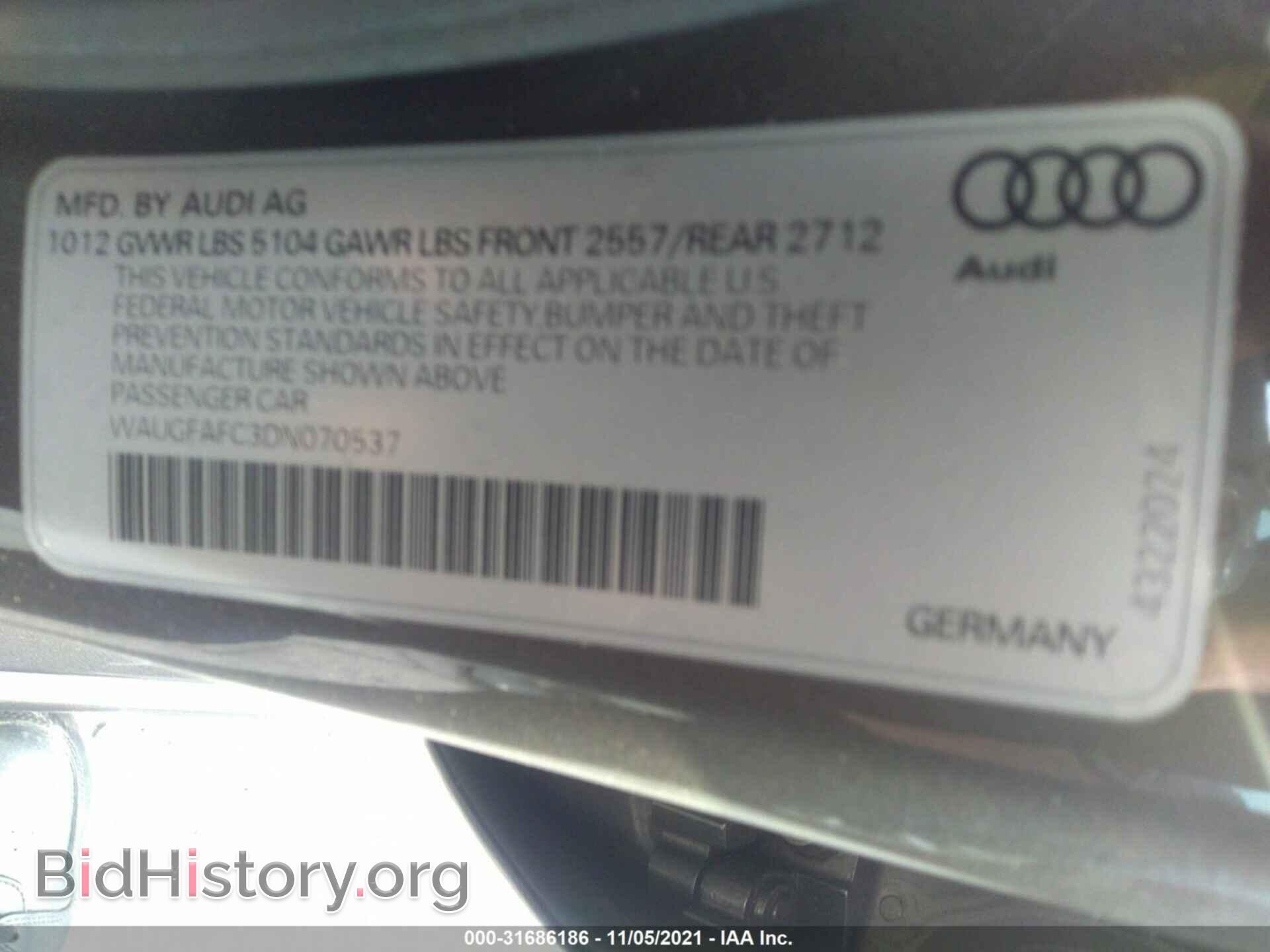 2013 AUDI A6 - VIN: WAUGFAFC3DN070537 - Фото 9