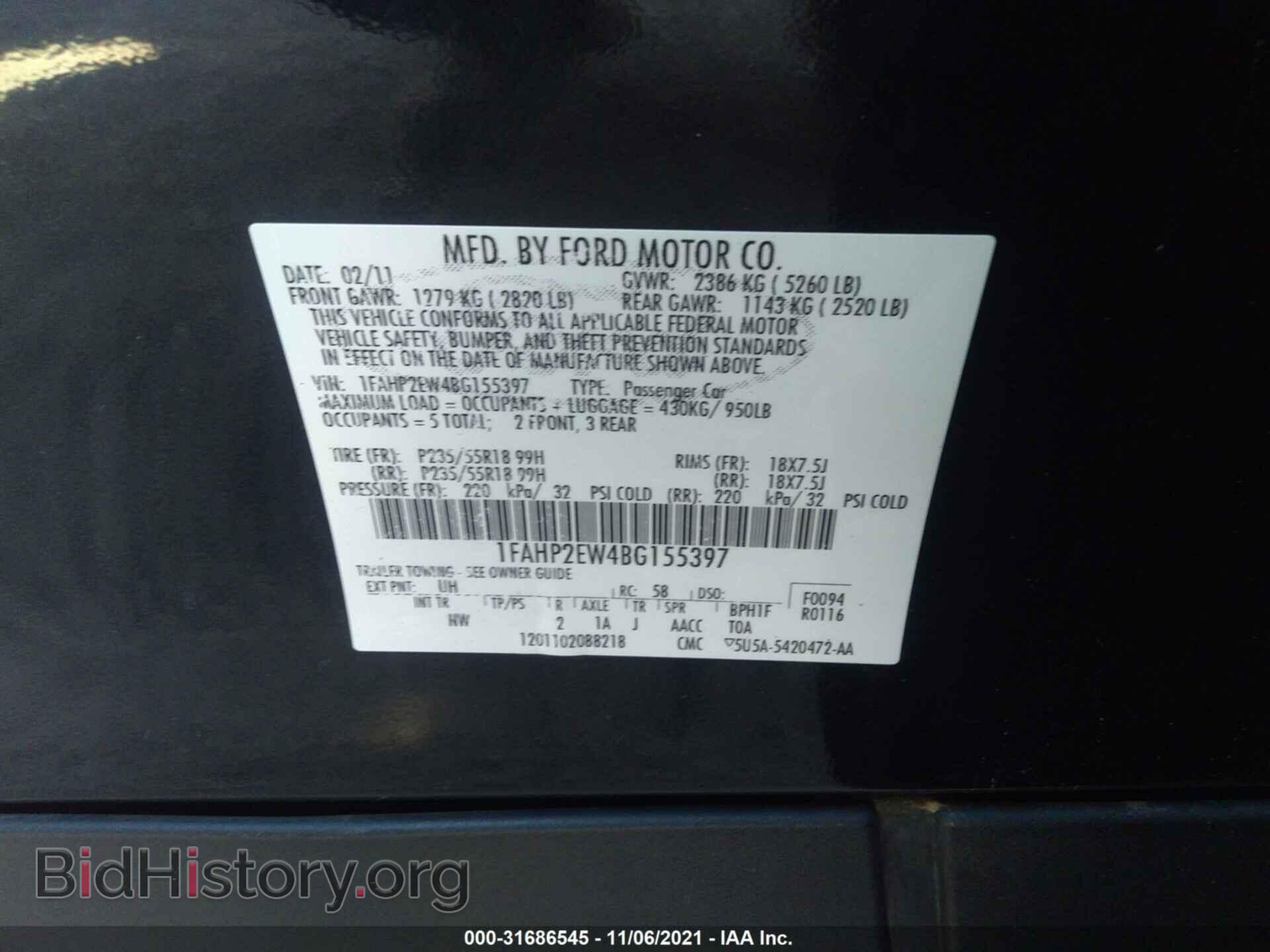 2011 FORD TAURUS - VIN: 1FAHP2EW4BG155397 - Photo 9