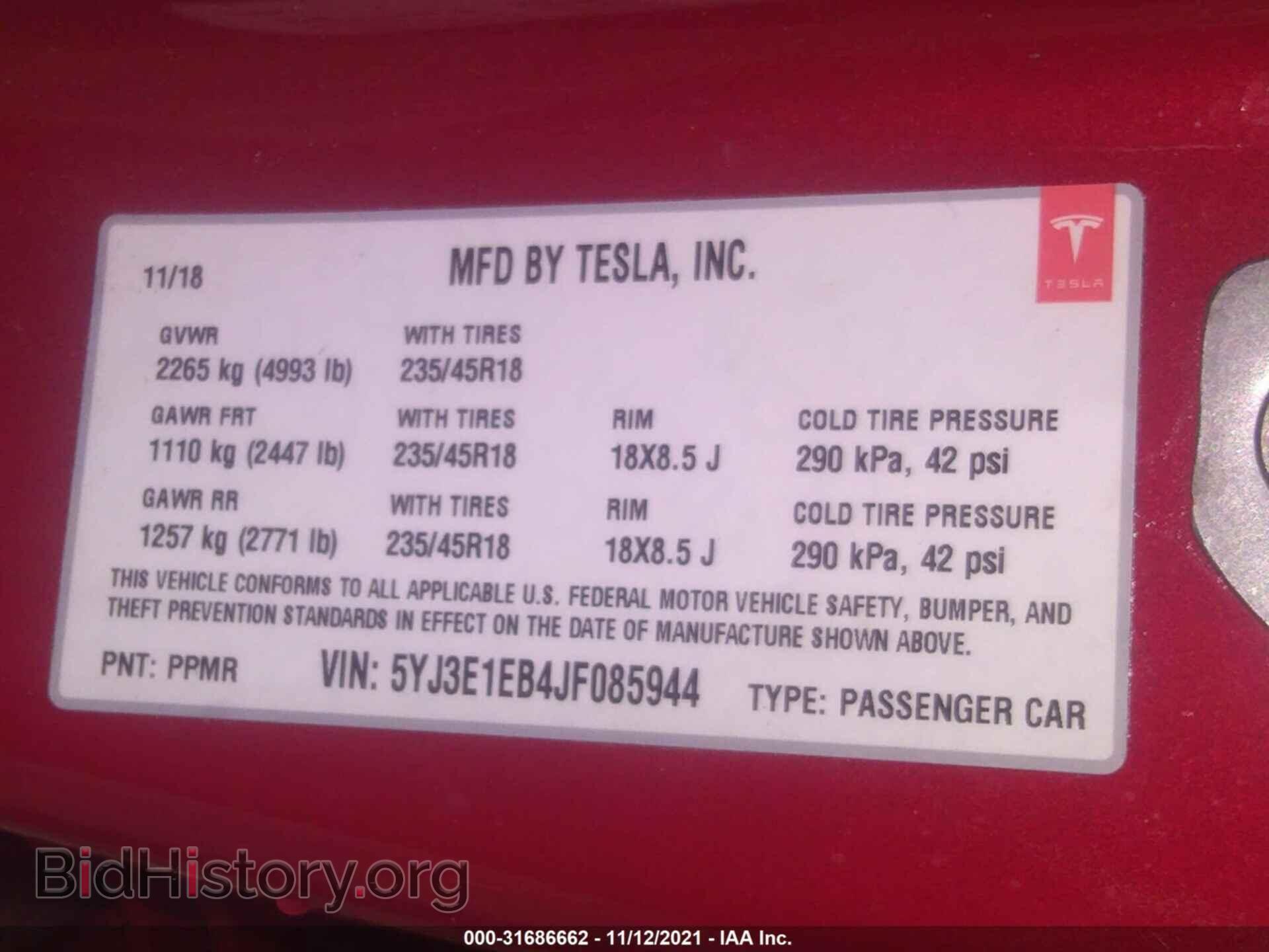 2018 TESLA MODEL 3 - VIN: 5YJ3E1EB4JF085944 - Photo 9
