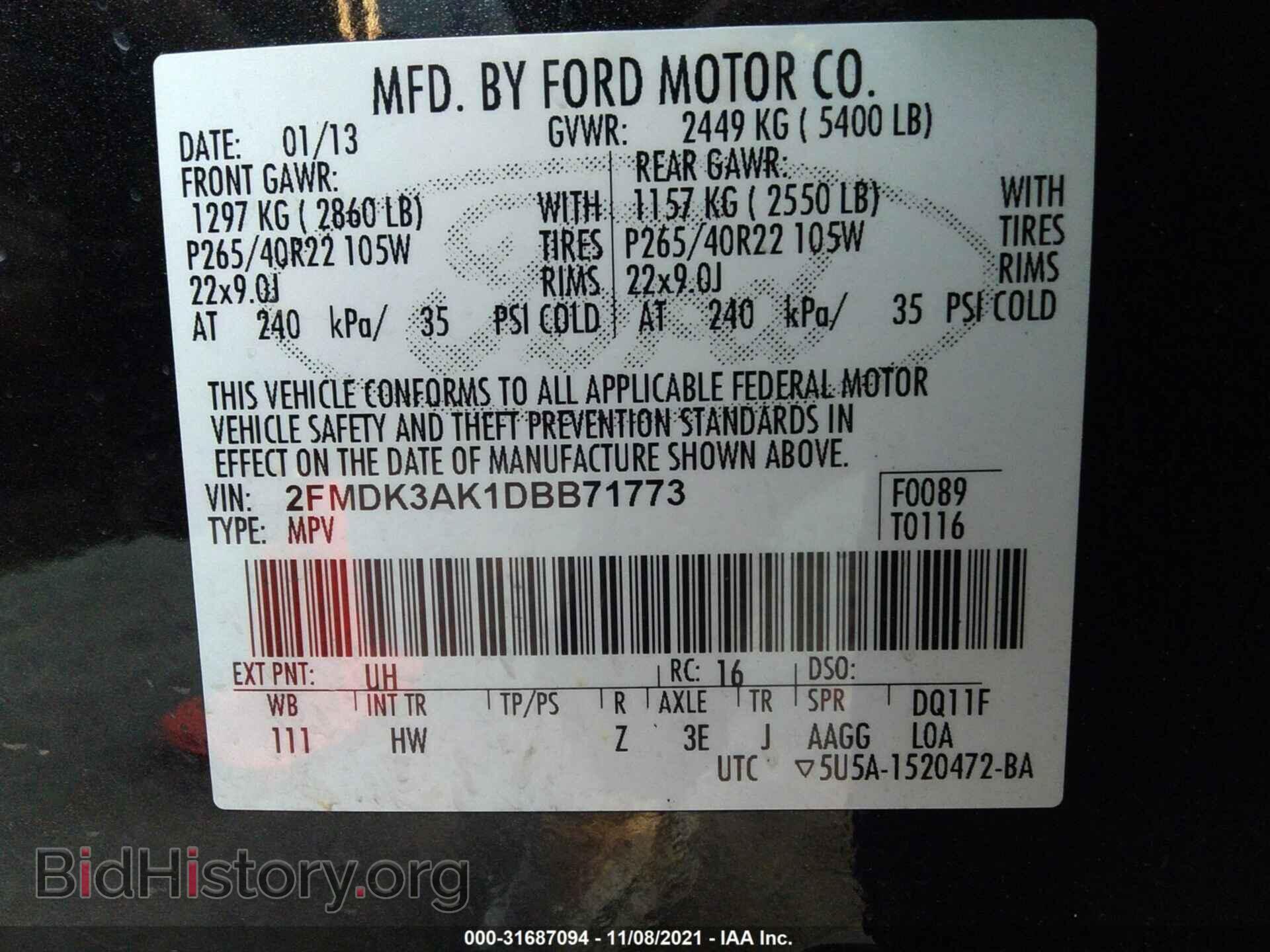 2013 FORD EDGE - VIN: 2FMDK3AK1DBB71773 - Photo 9