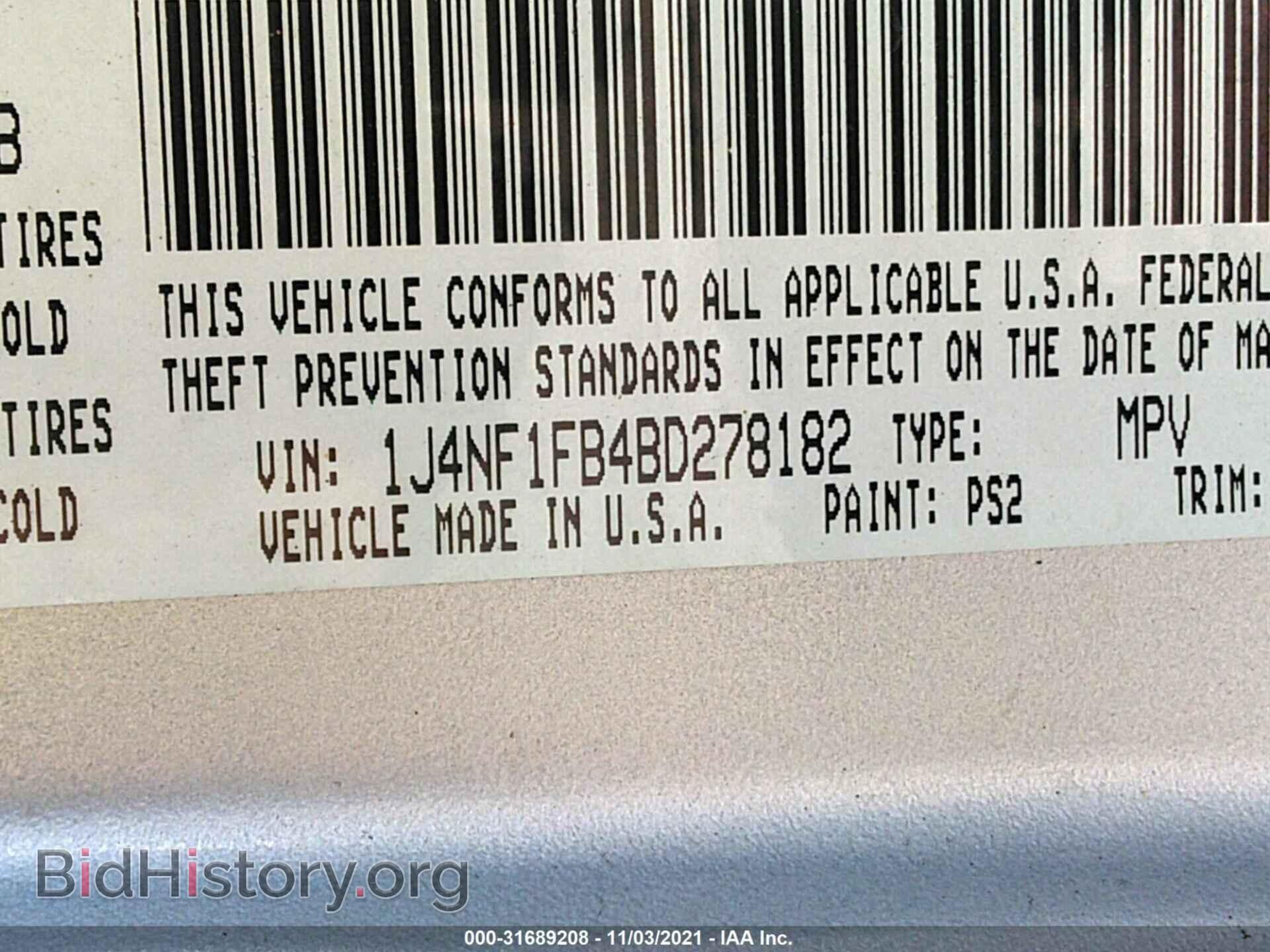 2011 JEEP COMPASS - VIN: 1J4NF1FB4BD278182 - Фото 9