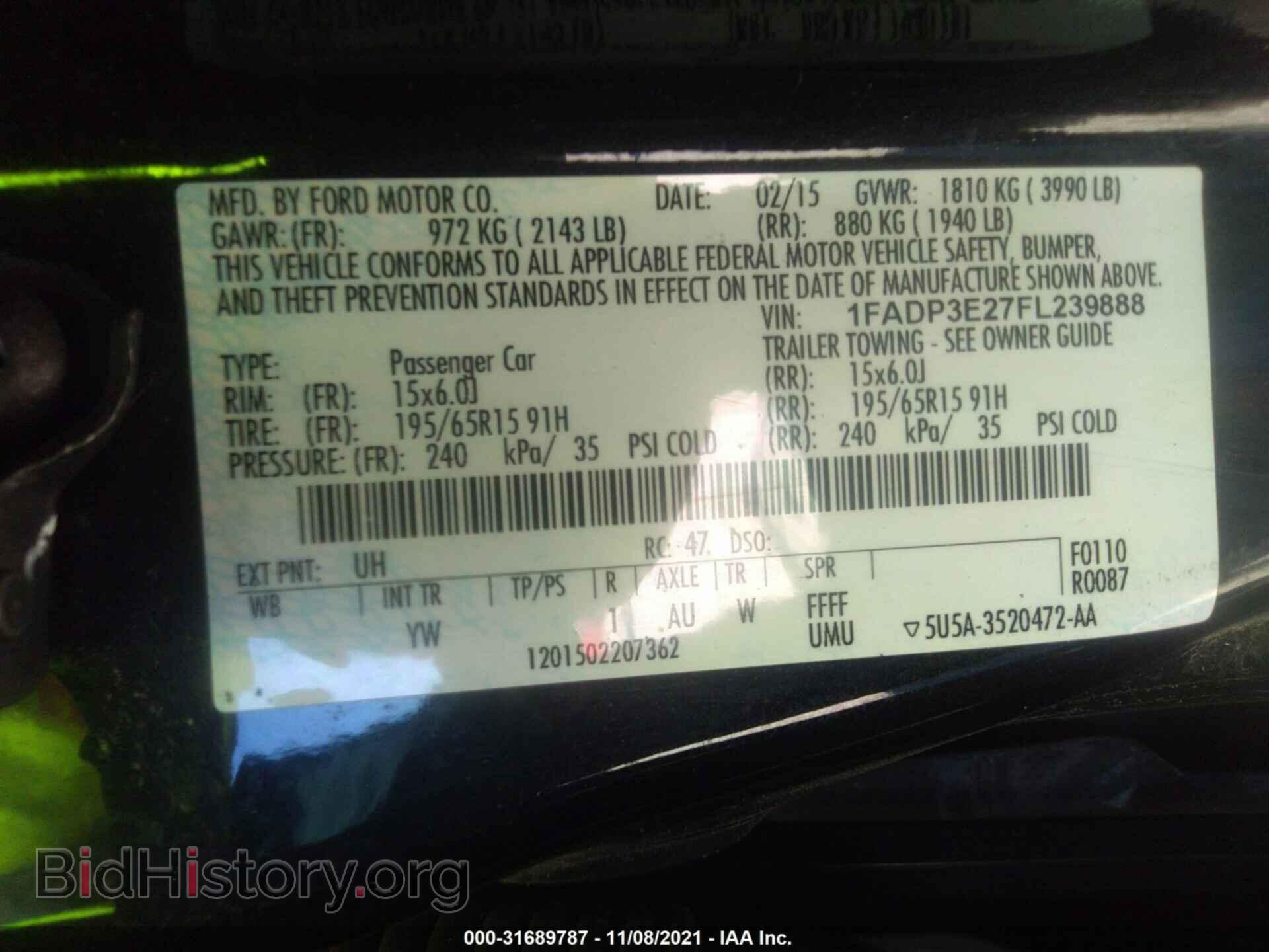 2015 FORD FOCUS - VIN: 1FADP3E27FL239888 - Фото 9