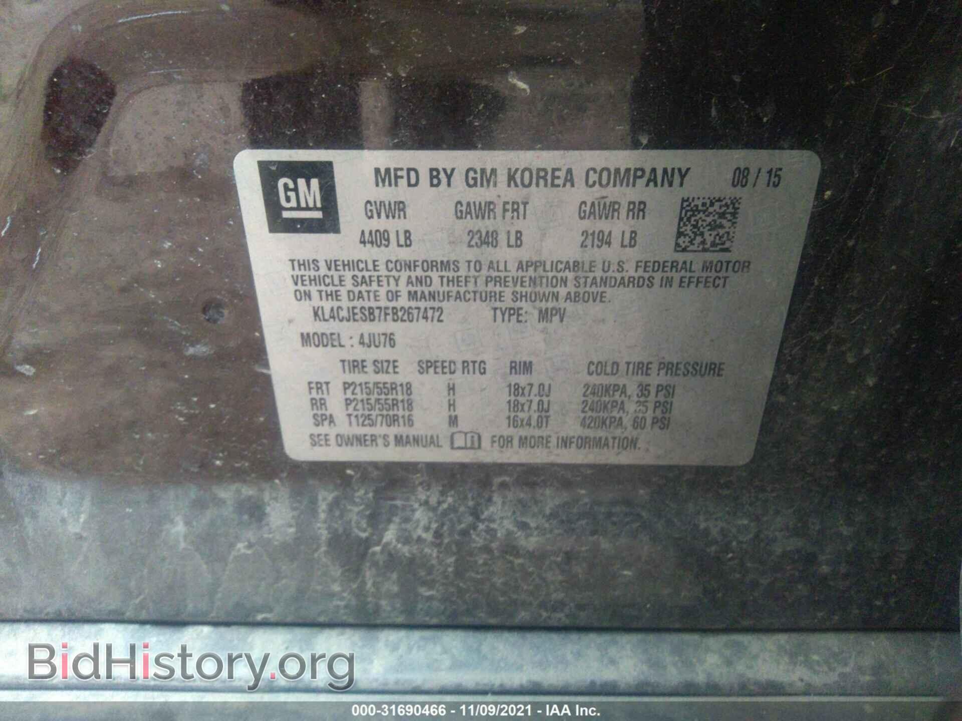 2015 BUICK ENCORE - VIN: KL4CJESB7FB267472 - Фото 9