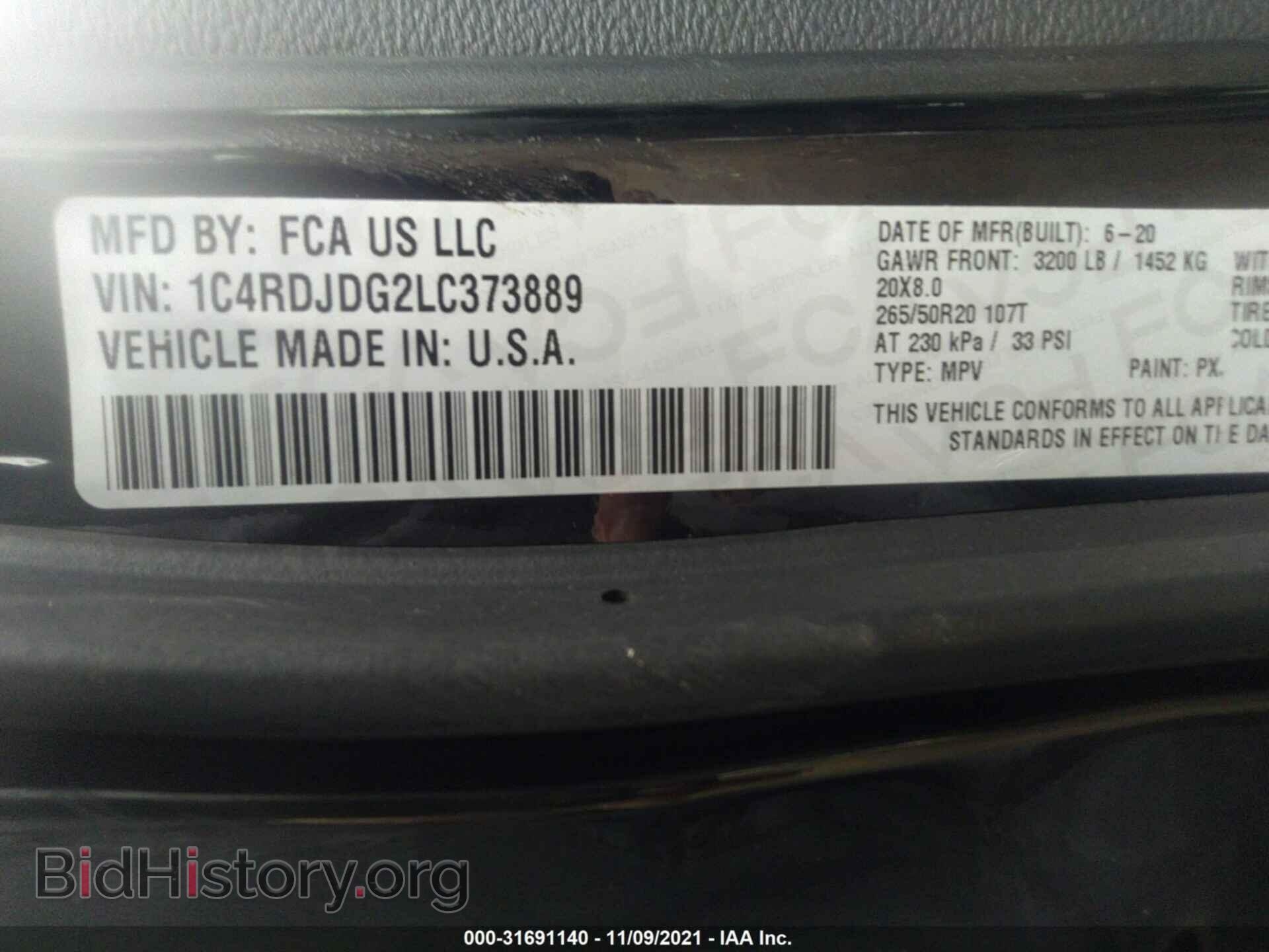 2020 DODGE DURANGO - VIN: 1C4RDJDG2LC373889 - Фото 9