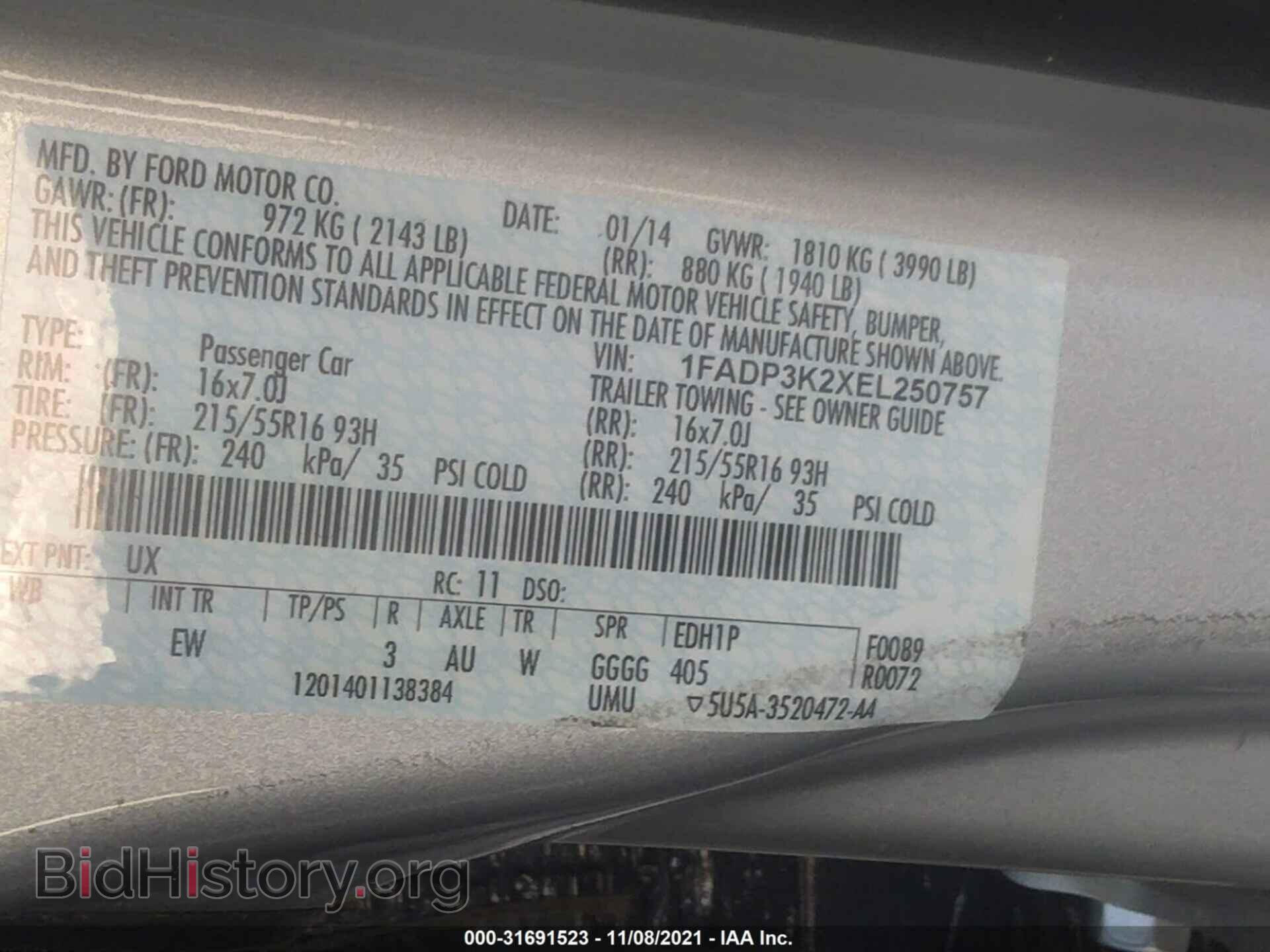 2014 FORD FOCUS - VIN: 1FADP3K2XEL250757 - Фото 9