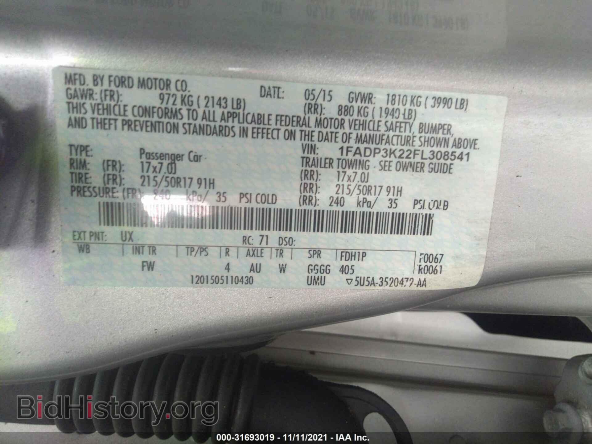 2015 FORD FOCUS - VIN: 1FADP3K22FL308541 - Фото 9