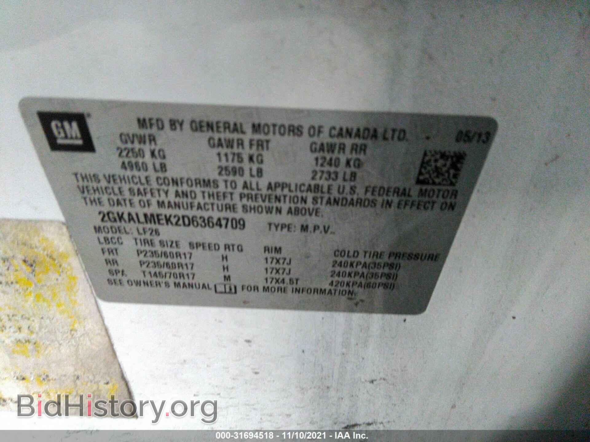2013 GMC TERRAIN - VIN: 2GKALMEK2D6364709 - Photo 9
