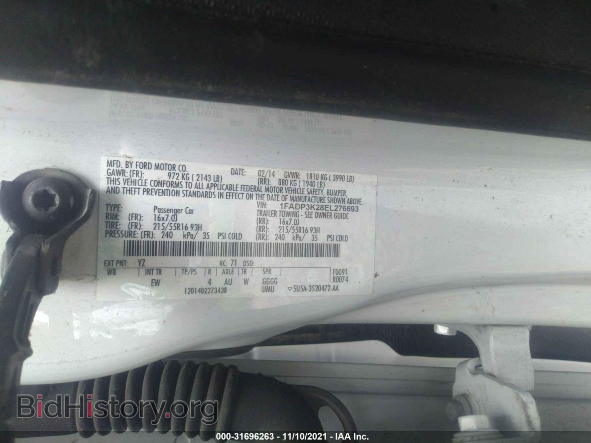 2014 FORD FOCUS - VIN: 1FADP3K28EL276693 - Фото 9