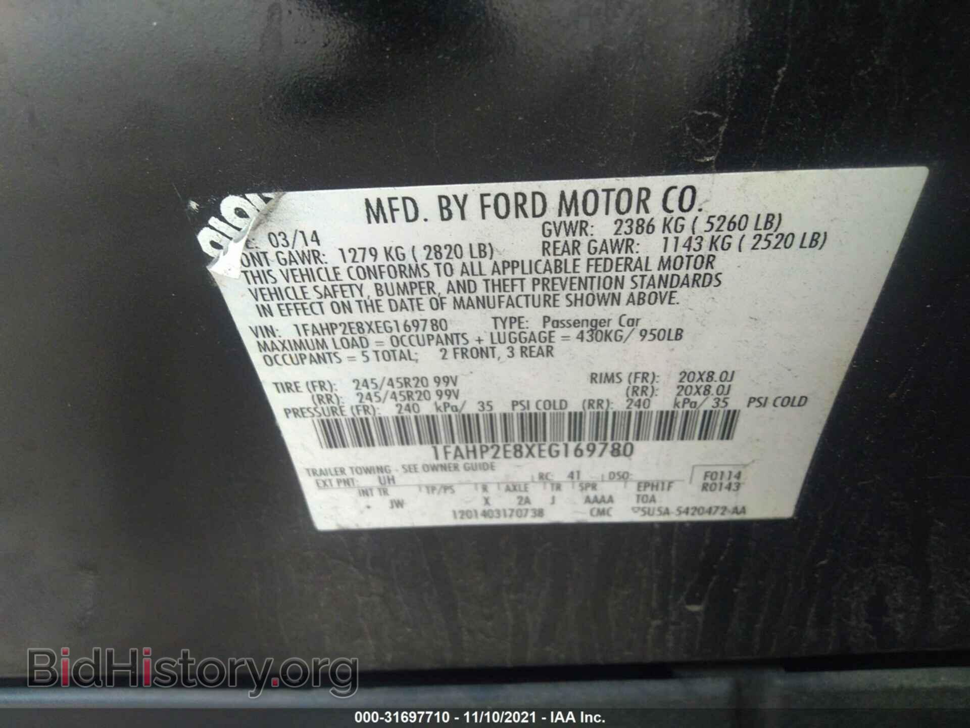 2014 FORD TAURUS - VIN: 1FAHP2E8XEG169780 - Фото 9
