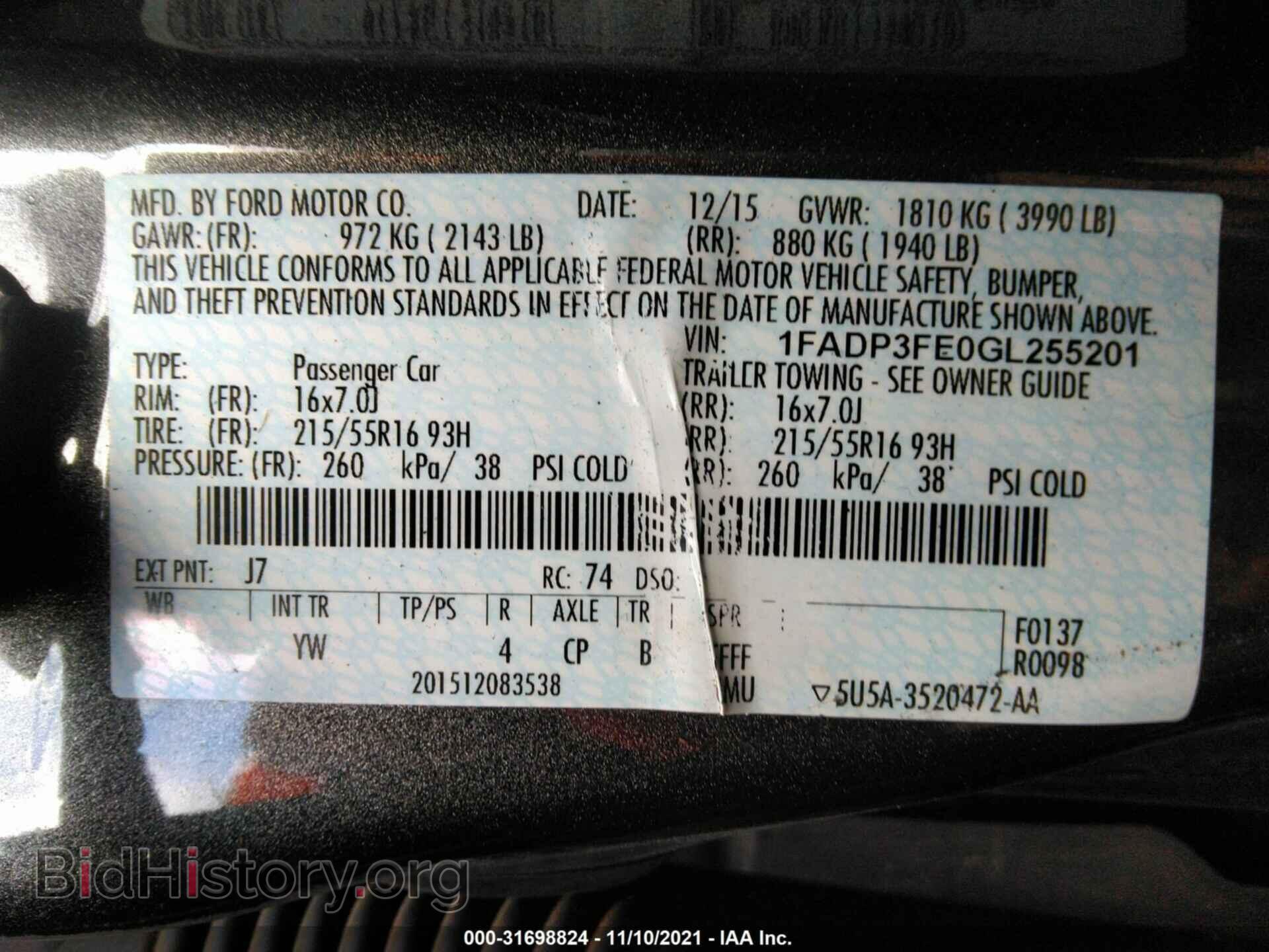 2016 FORD FOCUS - VIN: 1FADP3FE0GL255201 - Фото 9