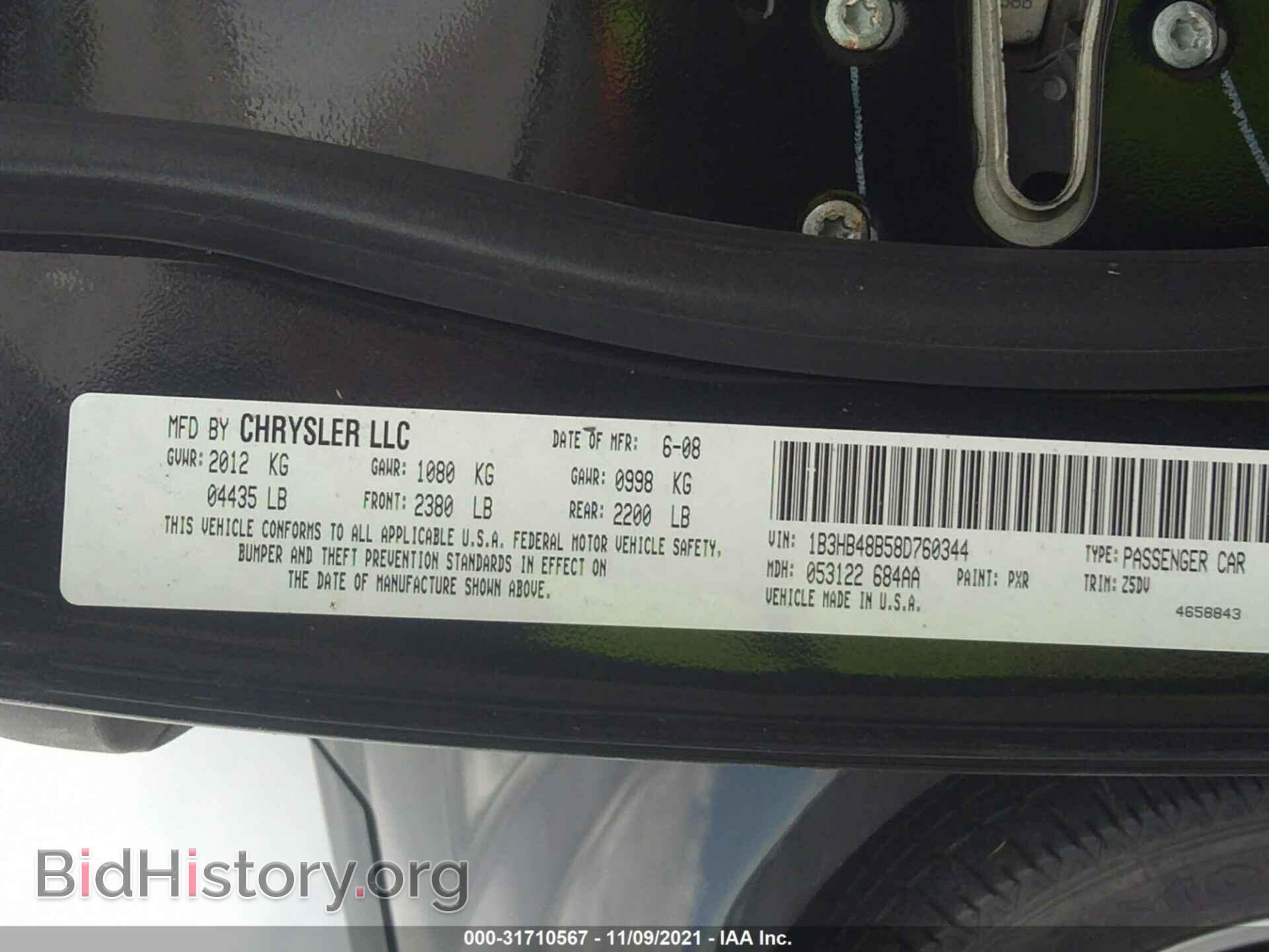 2008 DODGE CALIBER - VIN: 1B3HB48B58D760344 - Photo 9